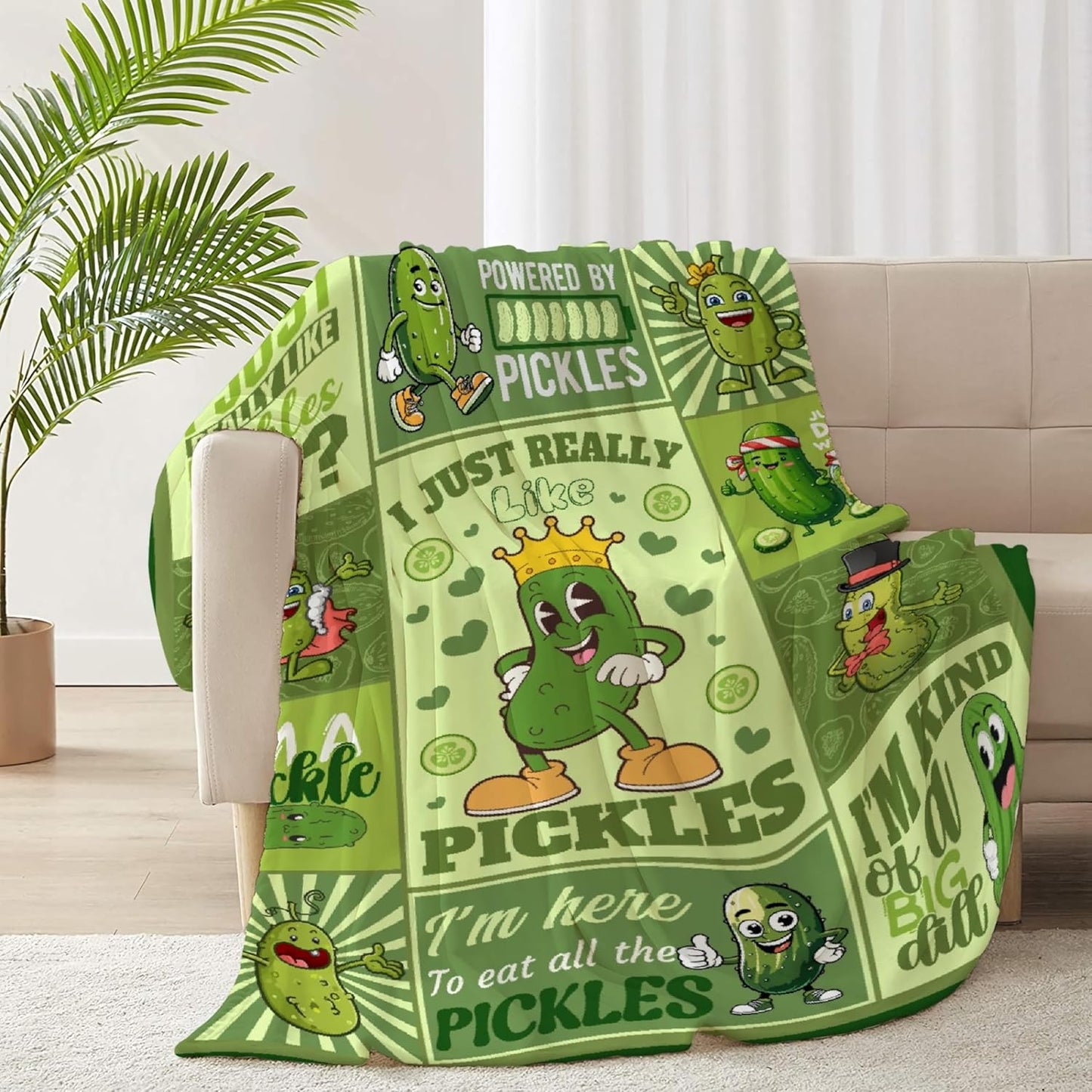 Pickle Blanket, Funny Pickle Gifts for Kids, I Just Really Like Pickles Themed Flannel Blankets, Soft Cozy Lightweight Throw Gifts for Pickle Lover Women Girls Boys 40x50 Inch for Kid