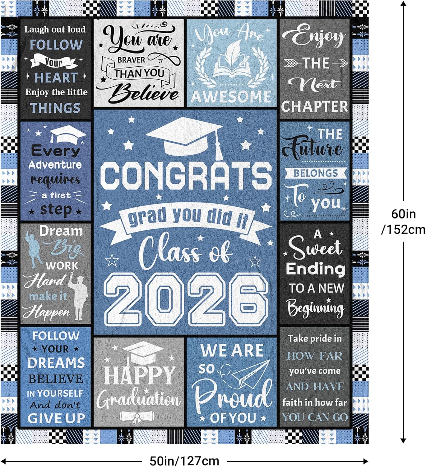 2026 Graduation Gifts for Him/Her Blanket 60"x50", Class of 2026 High School College Masters Degree Graduation Gifts for Him Men, 2026 Graduate Decorations