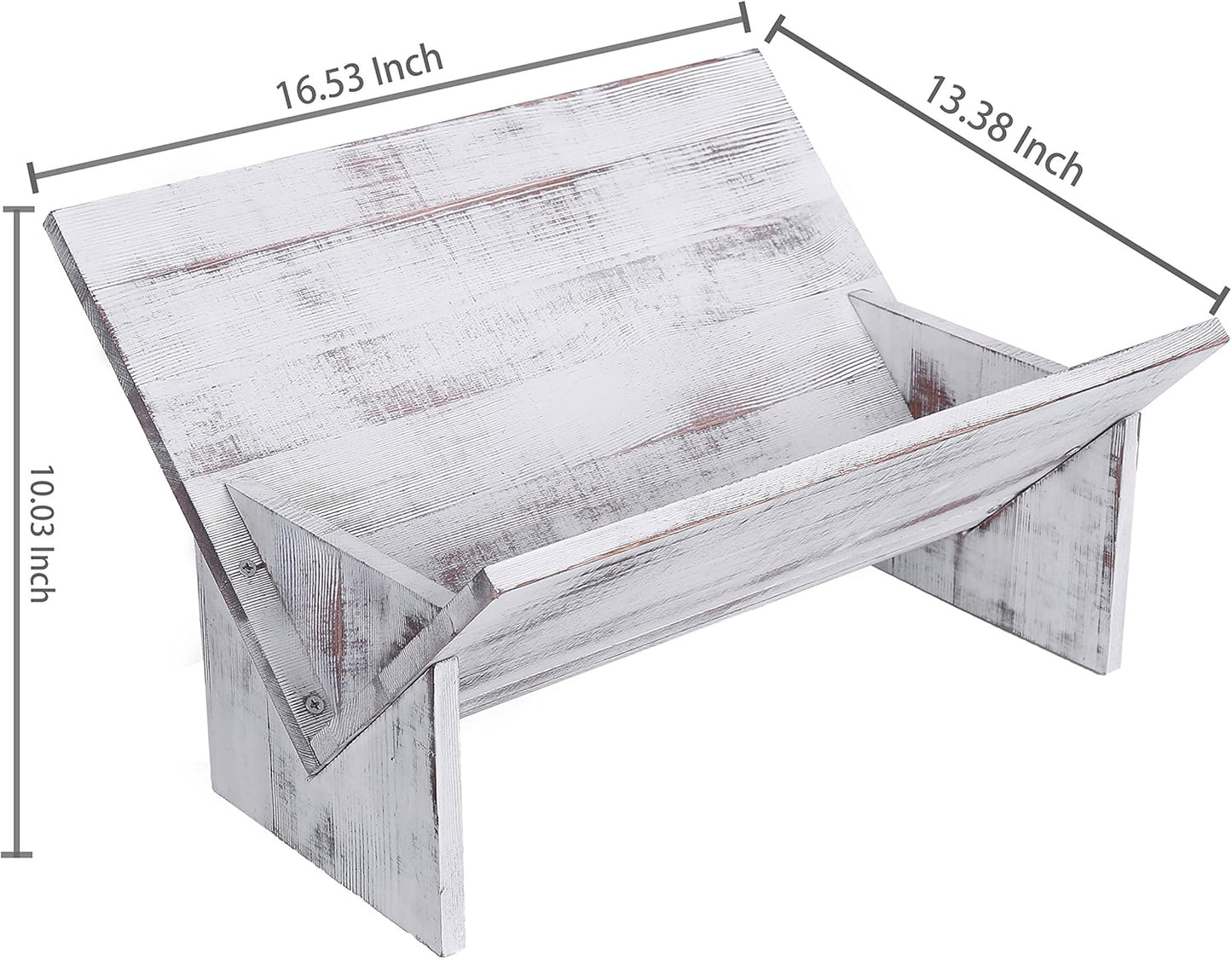 MyGift Shabby Whitewashed Solid Wood Desk Top Tilted Small Bookshelf, Decorative Wooden Tabletop Book Stand