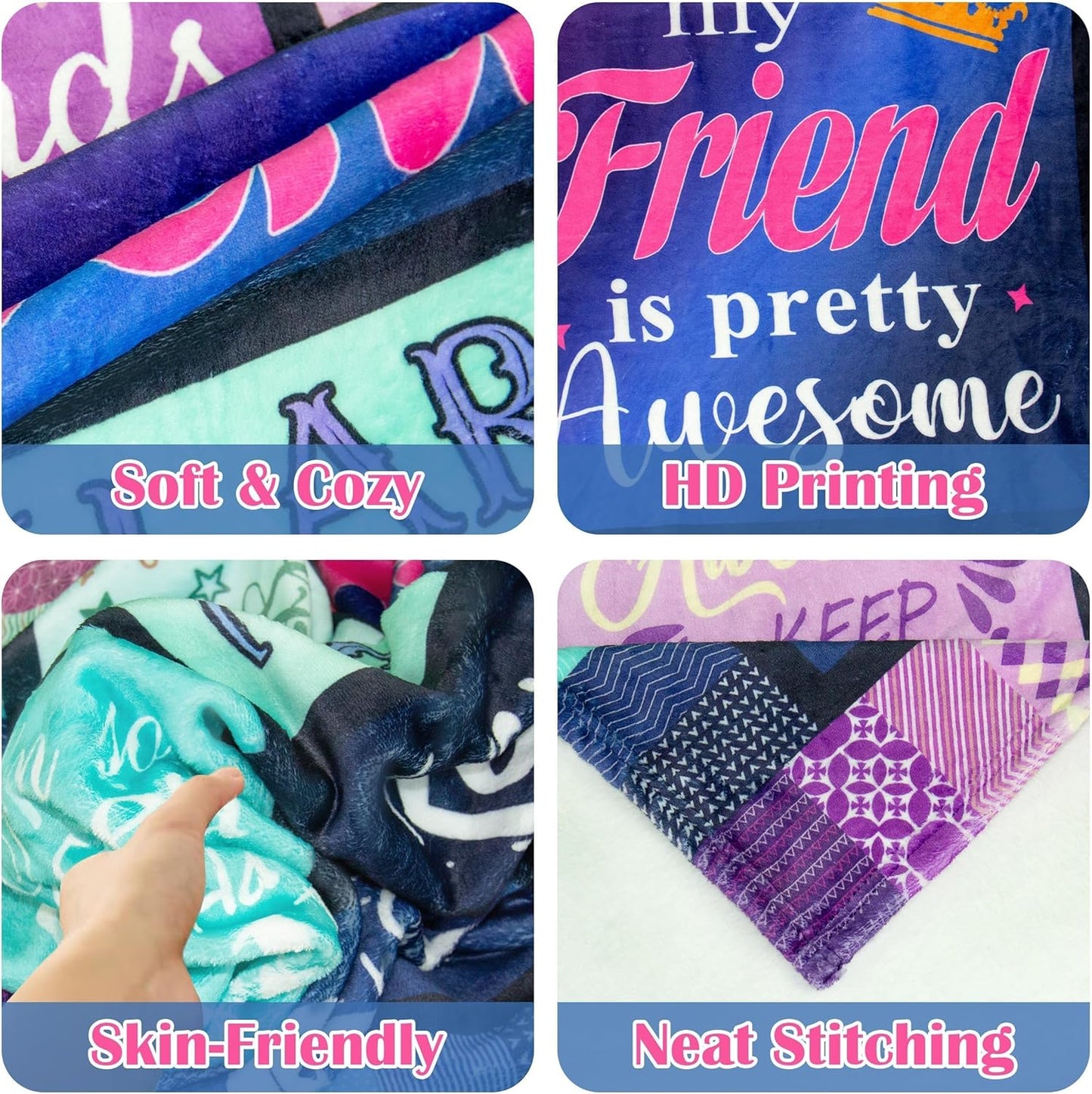 Best Friend Blanket, Best Friend Birthday Gifts for Women, Friendship Gifts for Women, Mother's Day Graduation Gifts for Best Friends, Bestie Gifts for Woman Throw Blanket 60"X50"