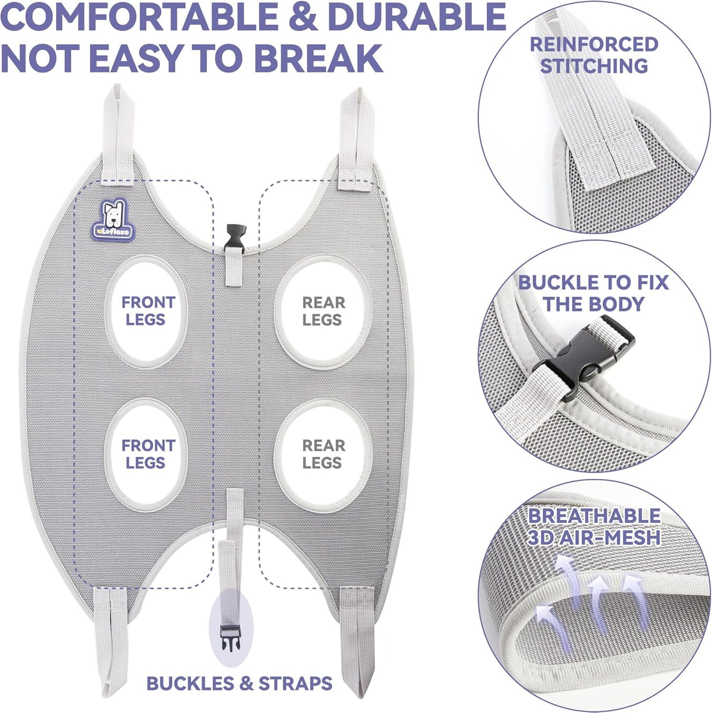 Dog Grooming Hammock Harness for Dogs & Cats with Pet Nail Clipper Trimmer - Cat Hanger Sling for Trimming Clipping Nails- Dog Hammock Restraint Bag for Small Medium Large pet （ Grey S ）