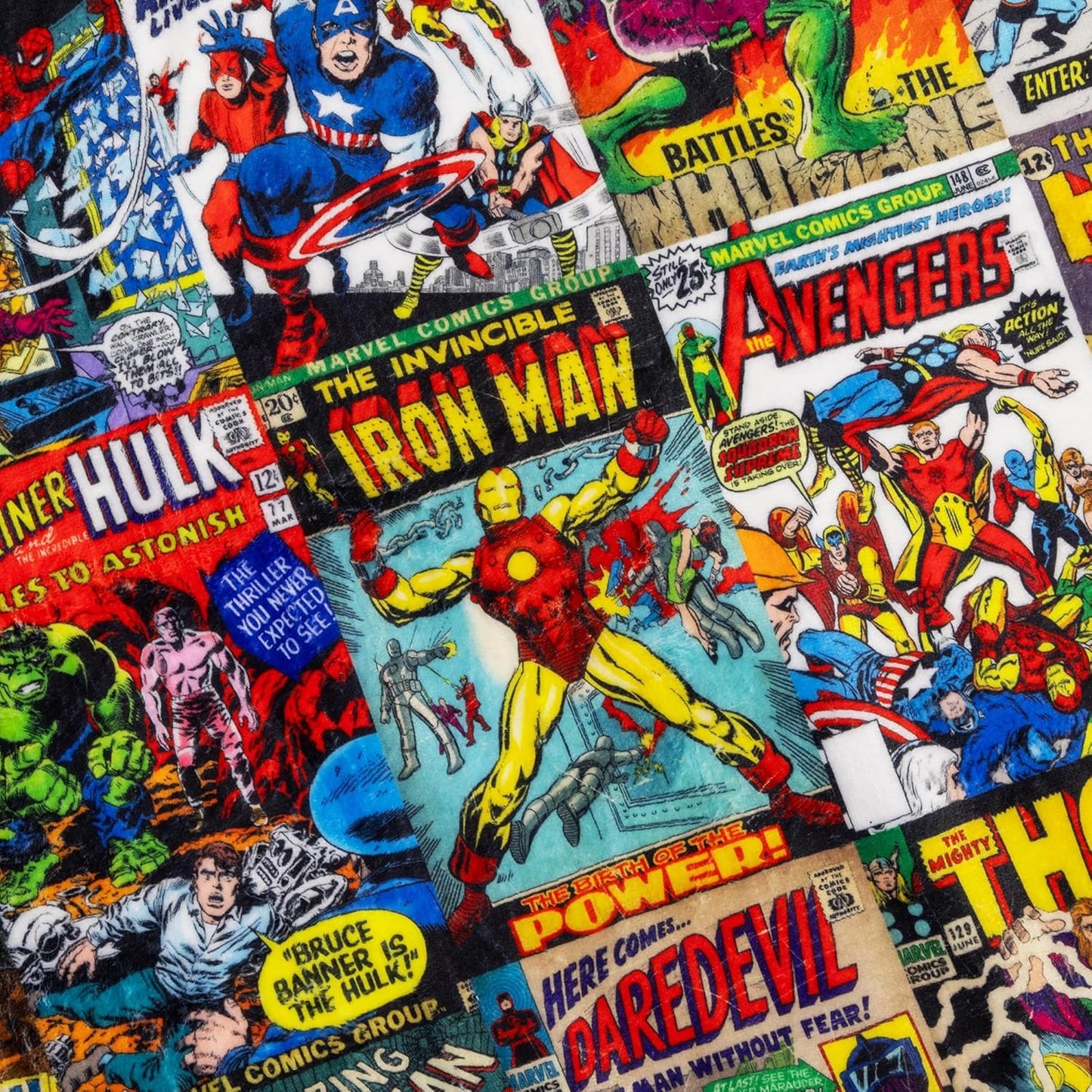 Marvel Comics Covers Fleece Throw Blanket | Soft Polyester Cover for Sofa, Bed | 45 x 60 Inches