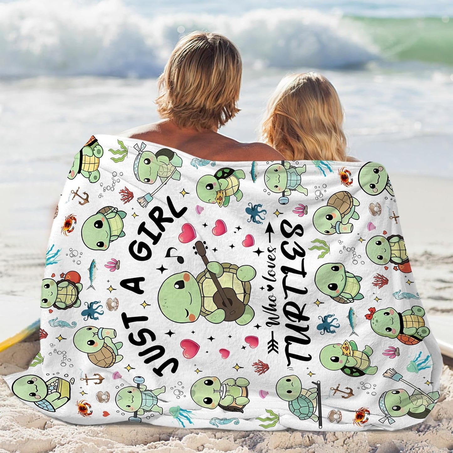 Sea Turtle Blanket Soft Cozy Flannel Turtles Themed Throw Blankes Decor Bedding Gifts for Kids Girls Adults 60"x50"