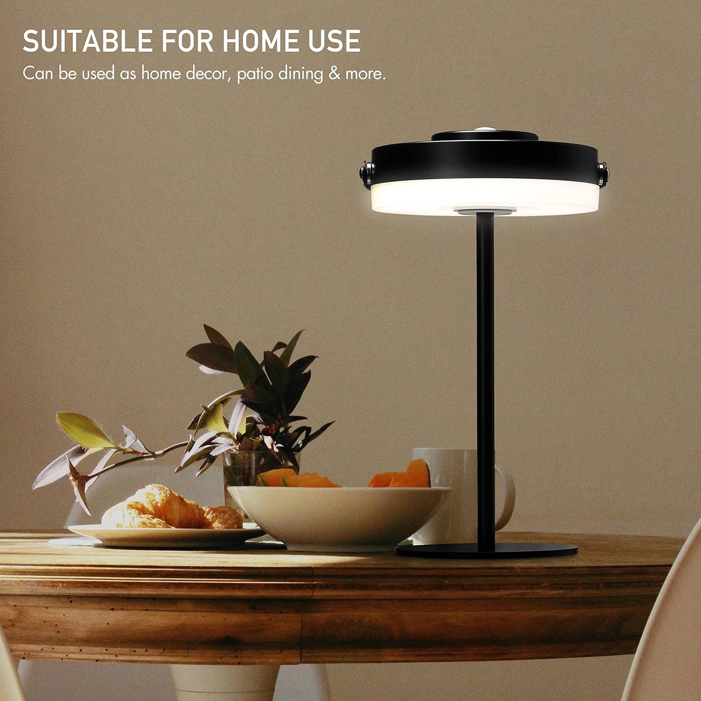O’Bright Thurlow - Portable LED Lamp for Outdoor/Indoor, Built-in Rechargeable Battery, IP44 Water Resistant, Adjustable Height, Travel Light, Camping Lantern, Patio Table Lamp, Night Lamp, Black