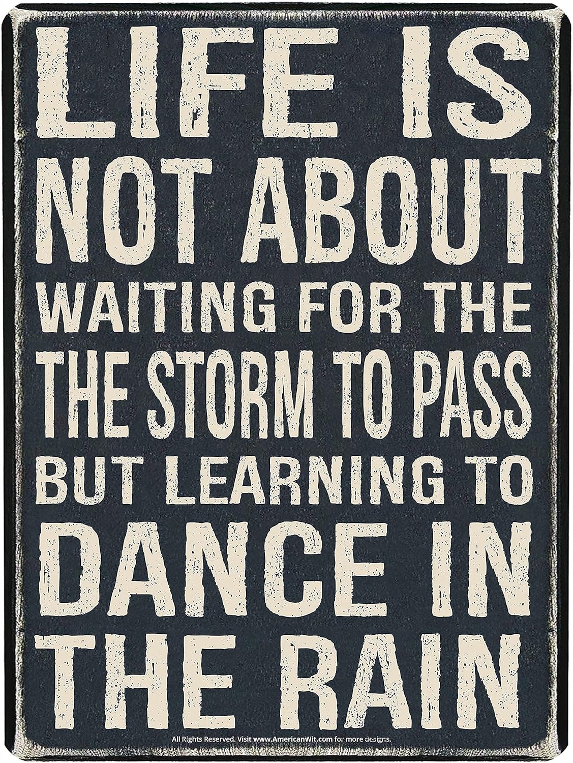 AMERICAN WIT Motivational Quote Metal Tin Wall Rusty Retro Looking Sign (16" x 12.5") (Life is Not About Waiting for The Storm to Pass But Learning to Dance in The Rain)