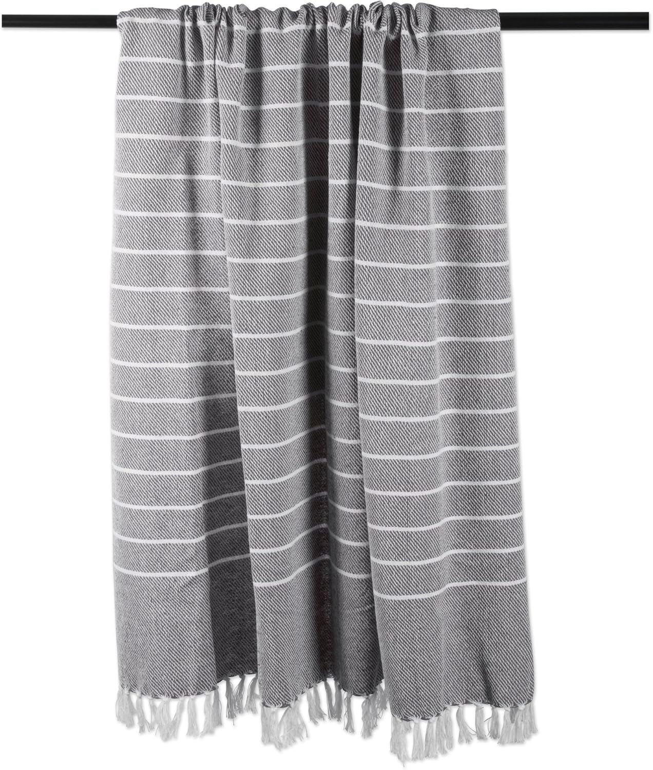 DII Rustic Farmhouse Thin Stripe Woven Throw, 50x60, Gray