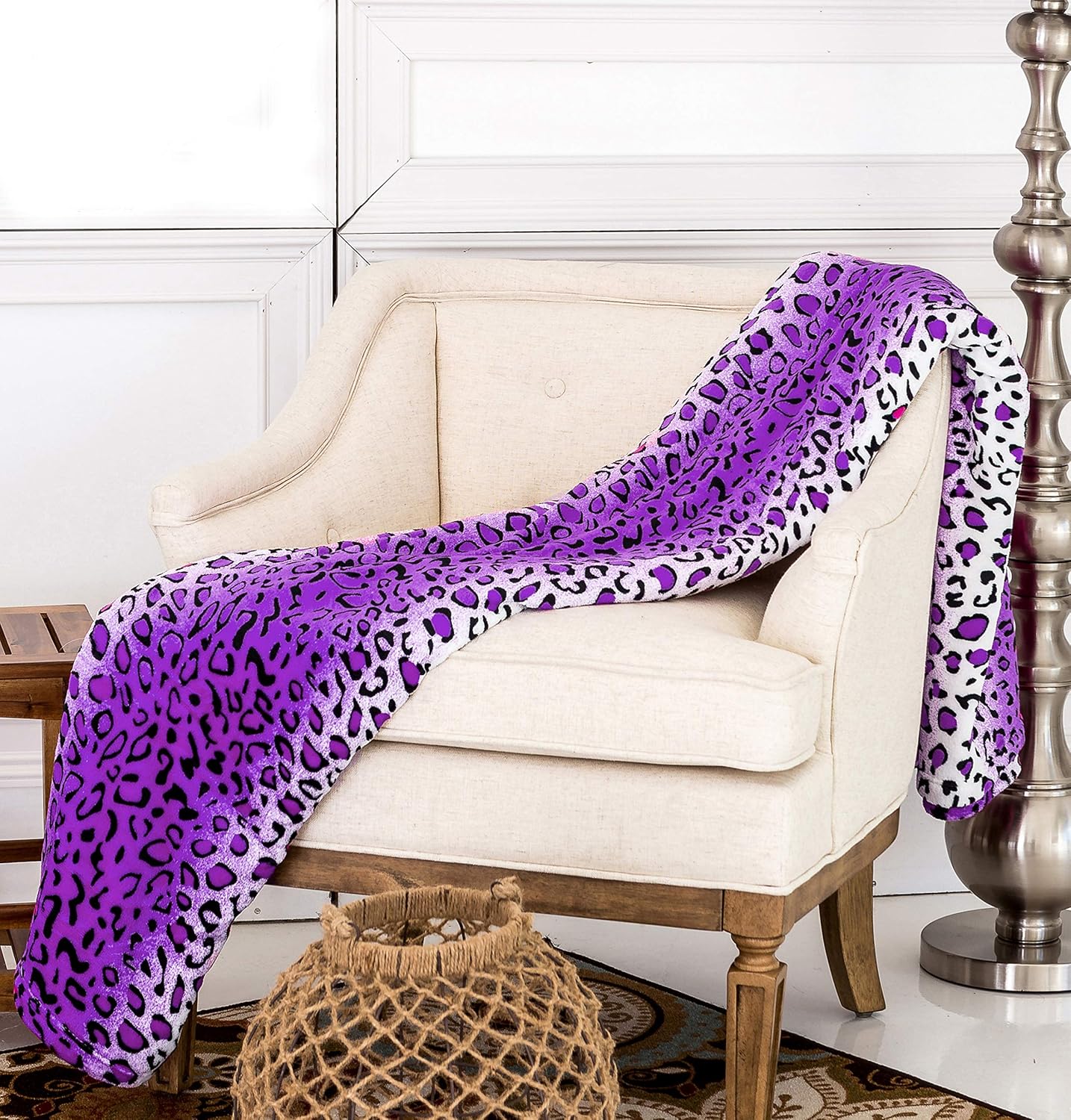 Home Must Haves Safari Animal Print All Season Extra Soft Warm Cozy Premium Sofa Couch Throw Bed Blanket (Queen, Purple Leopard)