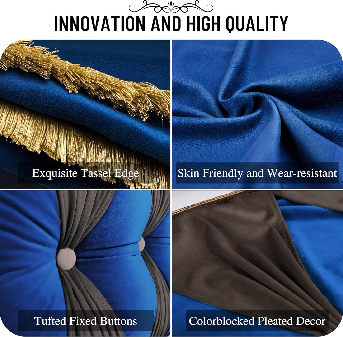 Triangular Reading Pillow Wedge Headboard for Sitting in Queen Bed Backrest Support, Daybed Wall Cushion Positioning Pillow Velvet Cover Blue