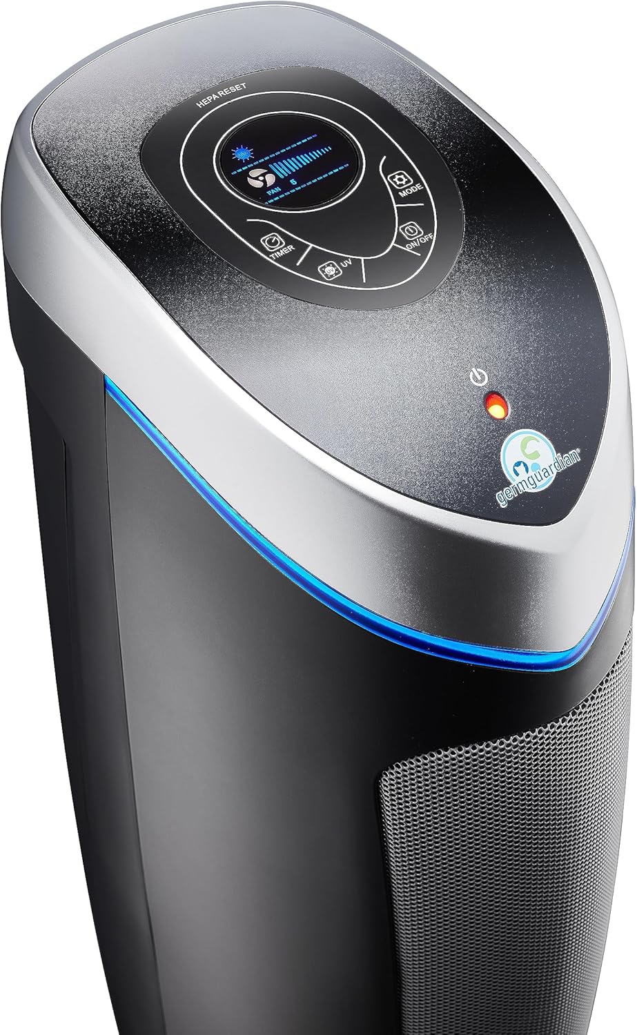 GermGuardian 5-In-1 HEPA Air Purifier for Home, Large Rooms Up To 915 Sq. Ft. with HEPA Pet Air Filter, UV-C Light & Odor Reduction, AC5250PT, 28" Tower, Gray