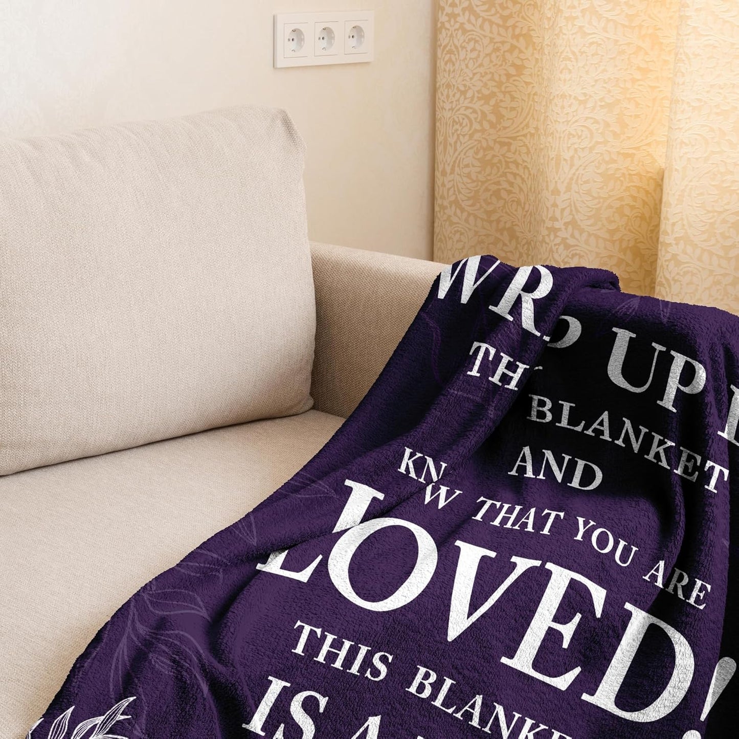 Gifts for Women Christmas, Inspirational Gifts for Woman, Cozy Soft Throw Blankets for Women, Positive/Spiritual Gifts, Purple Gifts for Older Woman, Get Well Gifts, Love Hug Blanket 60”x50”