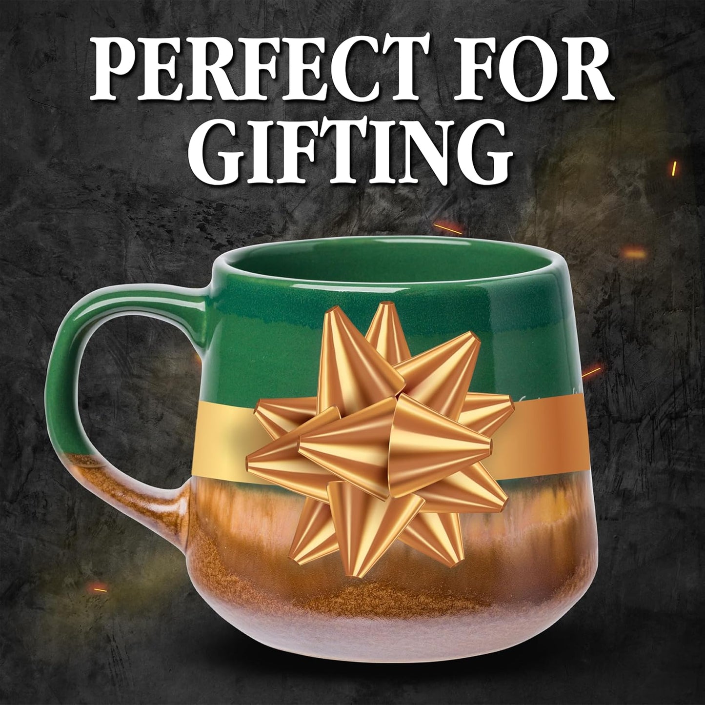 Silver Buffalo Lord of The Rings Elven Text High Gloss Reactive Glaze Tapered Pottery Mug,14 Ounces