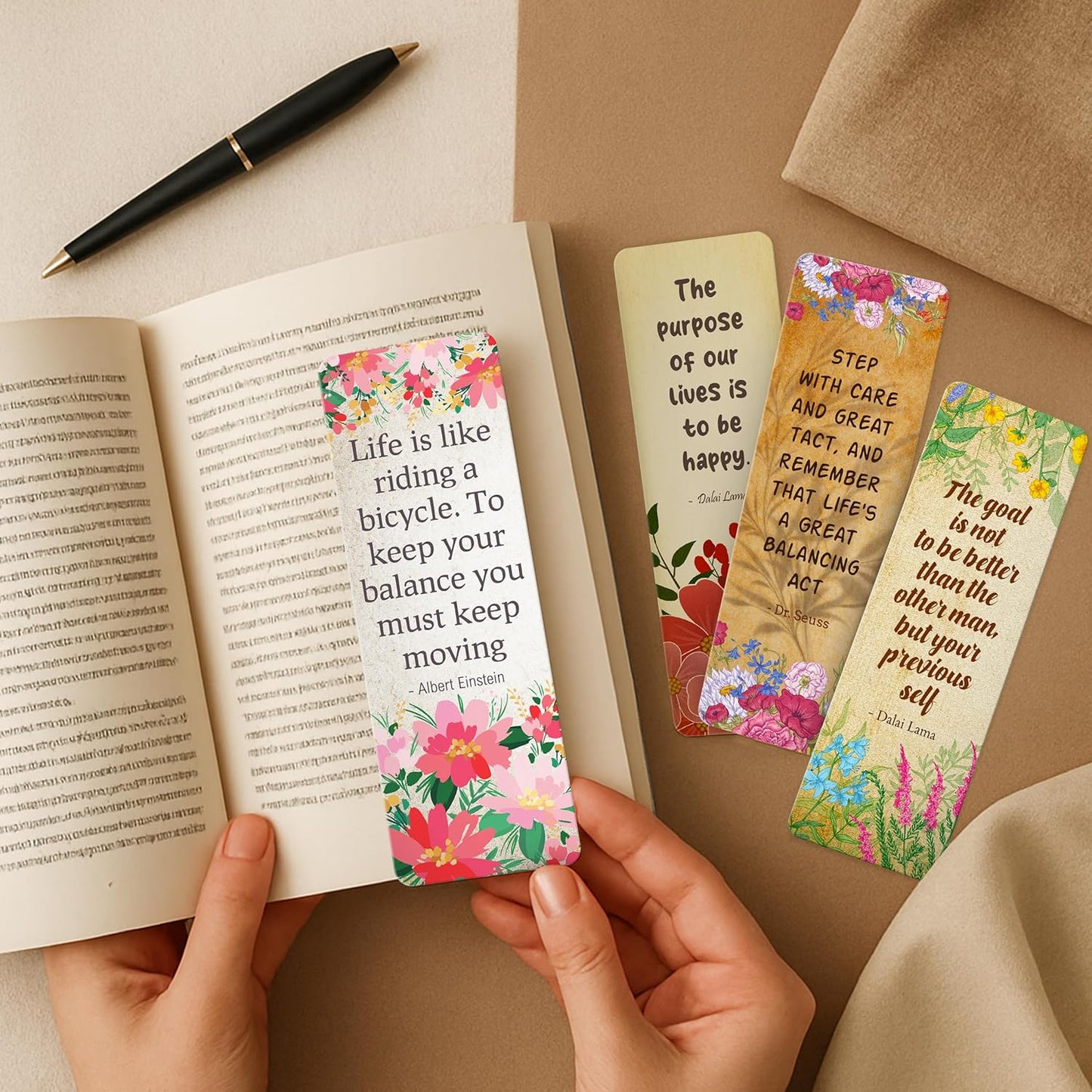 96 Pack Elegant Bookmarks for Women in Bulk – Vintage Floral Design with Inspirational Quotes – Motivational Book Marks for Adults – Reading, Study, Gifting – Students, Book Lovers