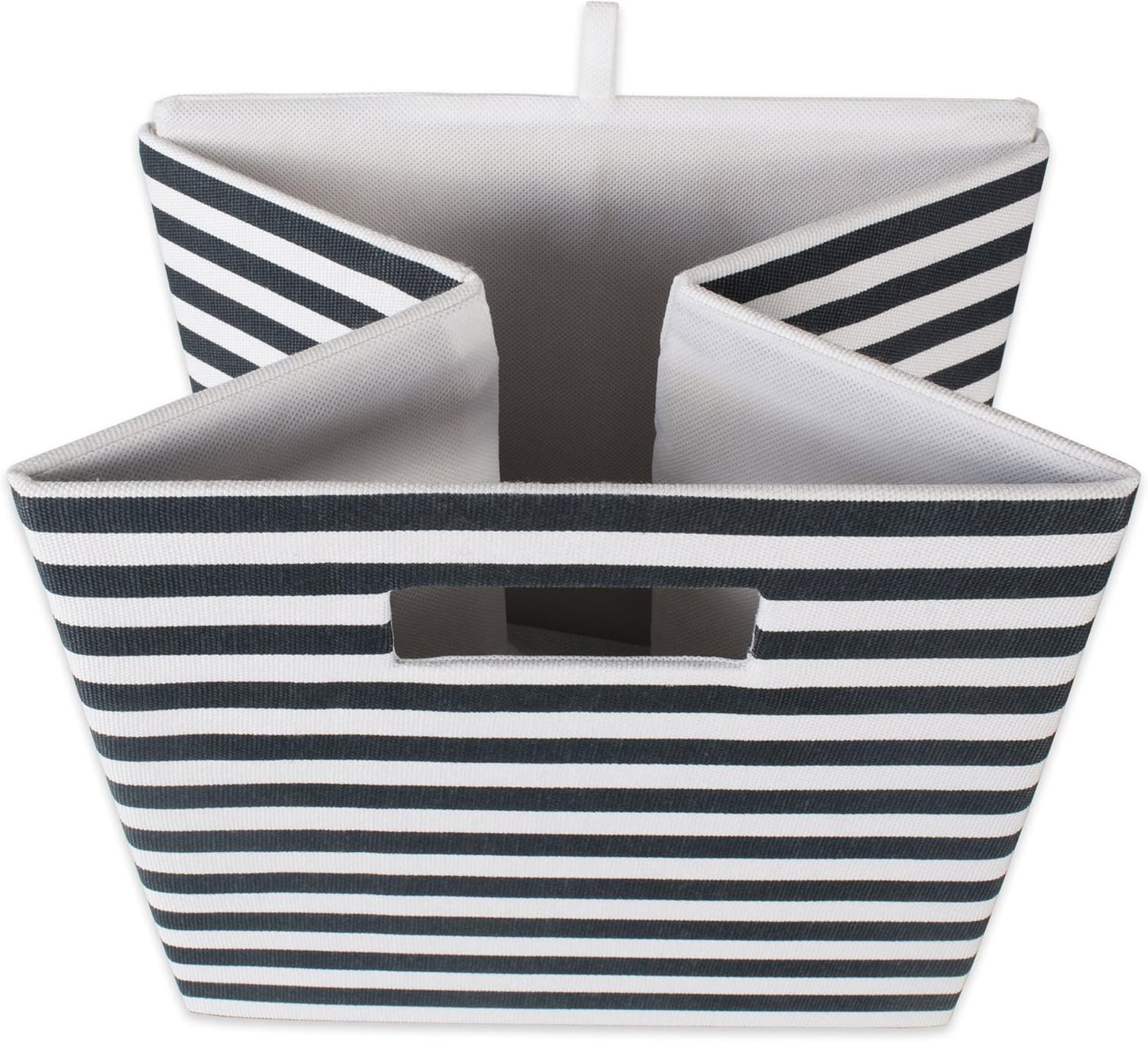 DII Collapsible Polyester Storage Cube, Pinstripe, Black, Large