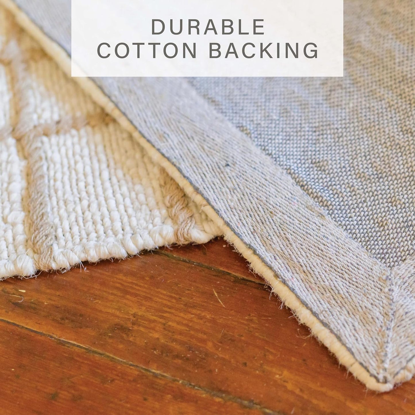 Homespice Faye Checkered Area Rug 4×6' - Jute Hand Woven Rugs for Living Room and Bedroom, Ideal for Scandinavian & Farmhouse Home Decor - Rectangular White and Brown Design with Cotton Backing