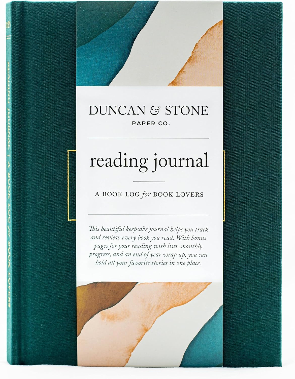 DUNCAN & STONE PAPER CO. Reading Journal for Book Lovers, 120 Pages - Linen Bound Reading Log for Tracking Books - Easy-to-Use Daily Journal - Ideal Book Lovers Gifts, Emerald