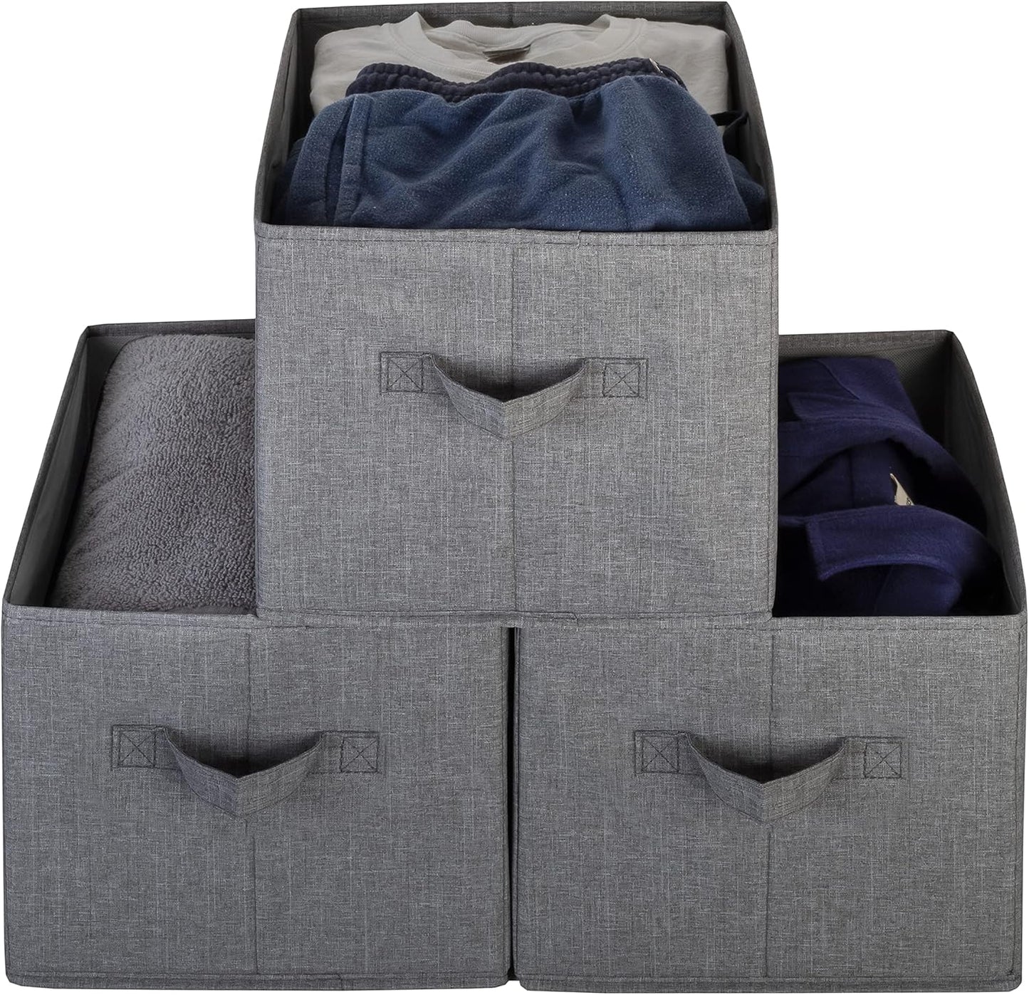 Pomatree Storage Baskets - 4 Pack - Sturdy Large Fabric Bins | Foldable Organizing Basket Bin for Home, Nursery, Closet & Shelves Organization | Storage Basket Cube Shelf Organizer (Grey)