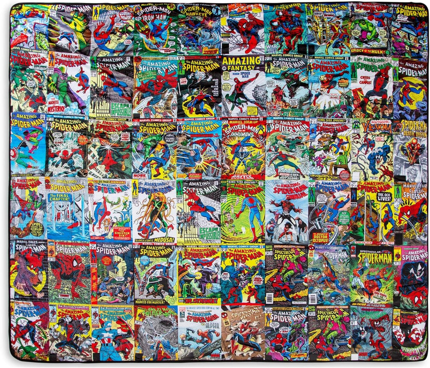 Marvel Spider-Man 60th Anniversary Special Edition Fleece Throw Blanket with Red Sherpa Backing | Plush Soft Polyester Cover for Sofa and Bed, Cozy Home Decor, Luxury Room Essentials | 72 x 67 Inches