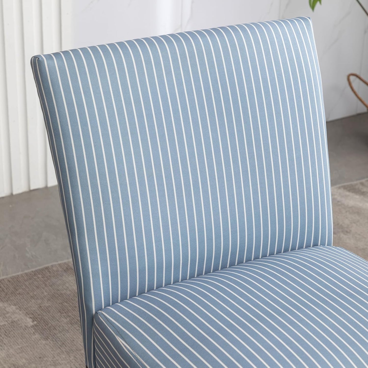 Roundhill Furniture Botticelli Blue Stripe Upholstered Slipper Accent Chair