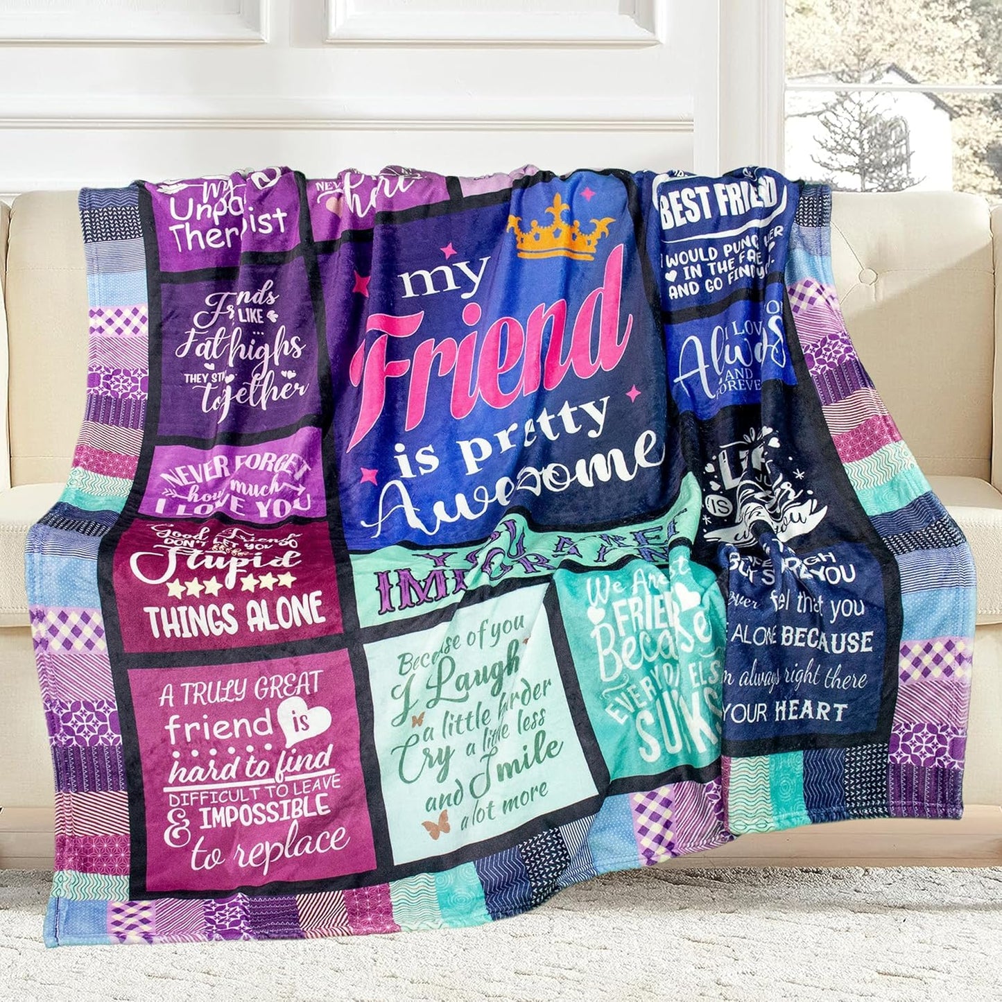 Best Friend Blanket, Best Friend Birthday Gifts for Women, Friendship Gifts for Women, Mother's Day Graduation Gifts for Best Friends, Bestie Gifts for Woman Throw Blanket 60"X50"