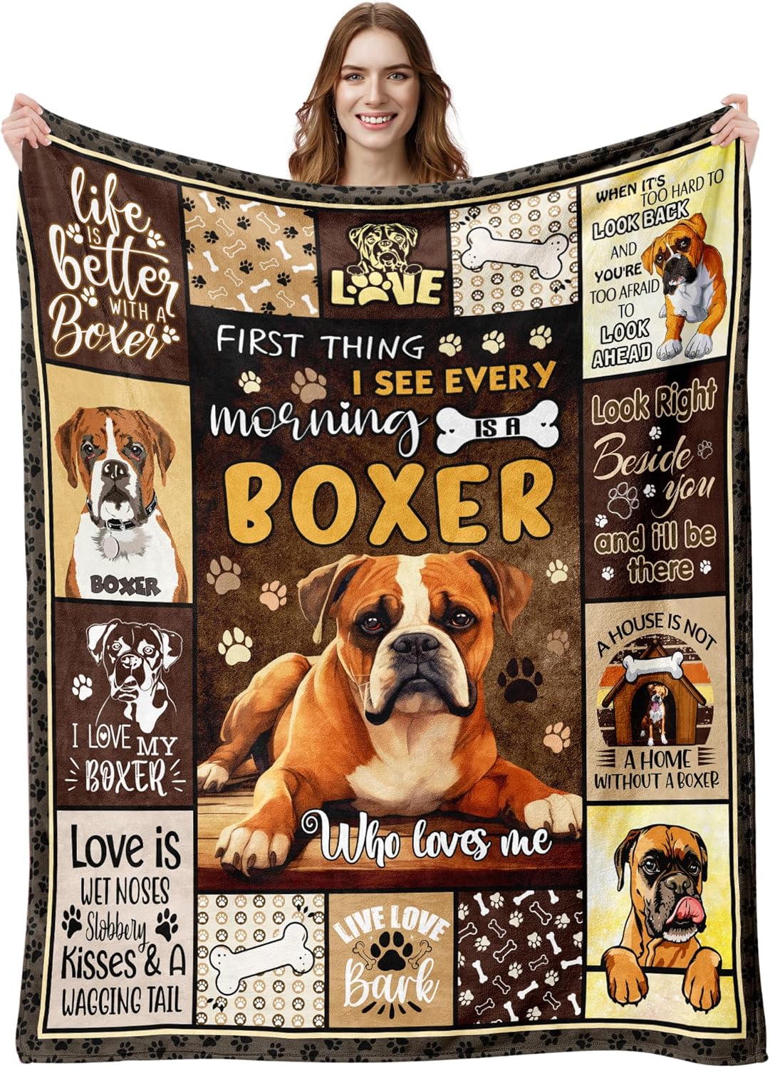 Boxer Dog Blanket, Boxer Dog Gifts for Women Men, Cute Boxer Gifts for Dog Lovers, Best Gifts Idea for Boxer Dog Lover, Boxer Blanket 50"x60"