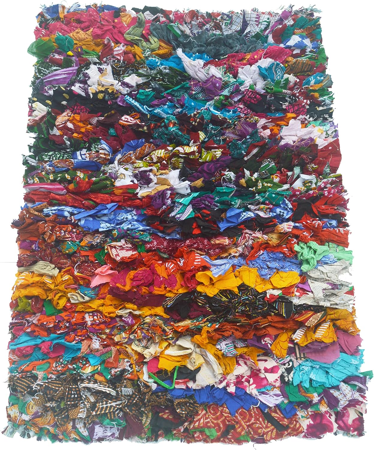Chardin home Rainbow Shag Rug Multi Color | Boho Rug for Bedroom, Kitchen, Entrance Bathroom and More | Recycled Rag chindi Shaggy Rug 20x30 Inch.