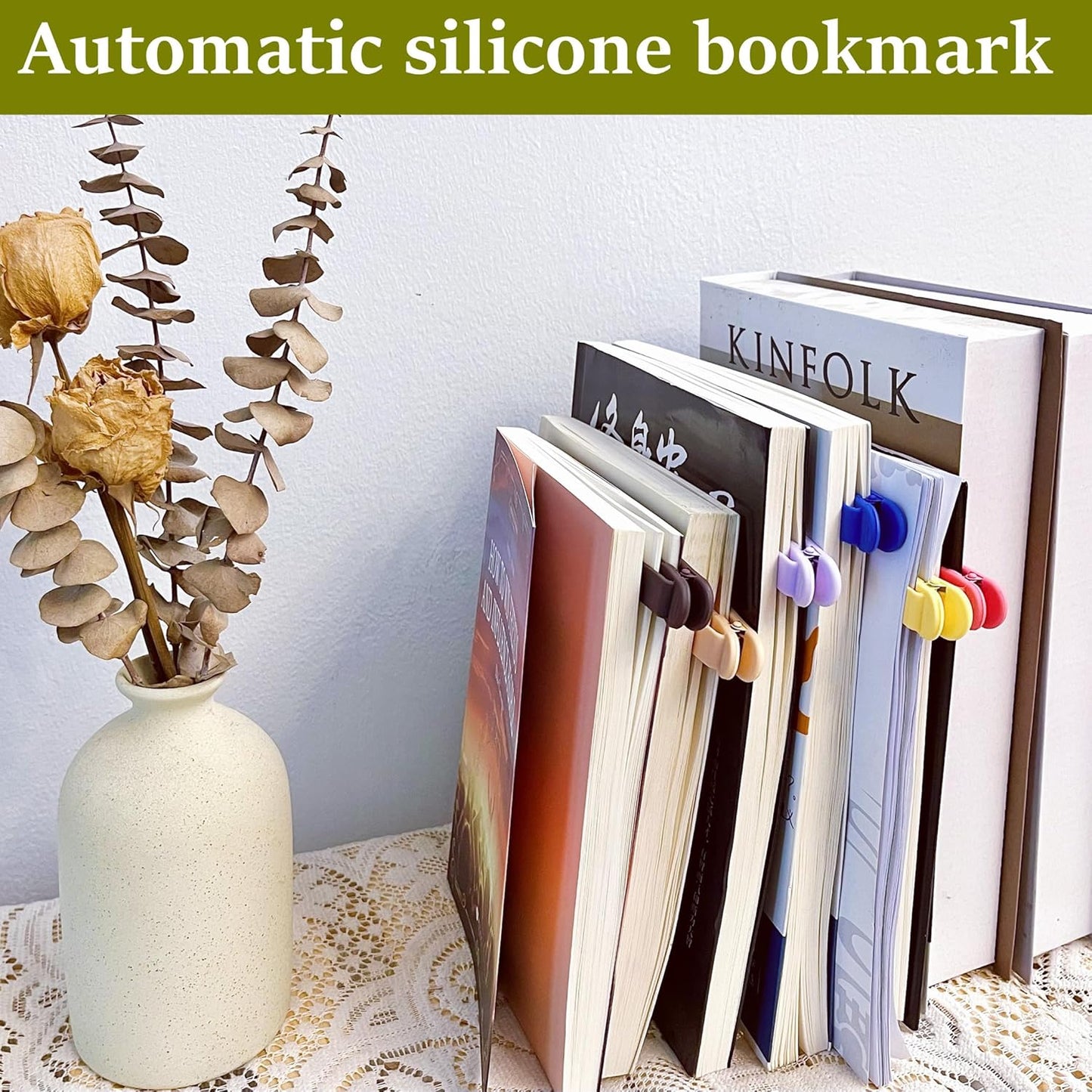 3pcs Silicone Automatic Bookmark, Book Marks for Reading, Cute Unique Book Markers, Smart Bookmarks Clip Book Page Holder for Women, Men, Kids, Book Lovers, Stay in Place and Follow as You Read