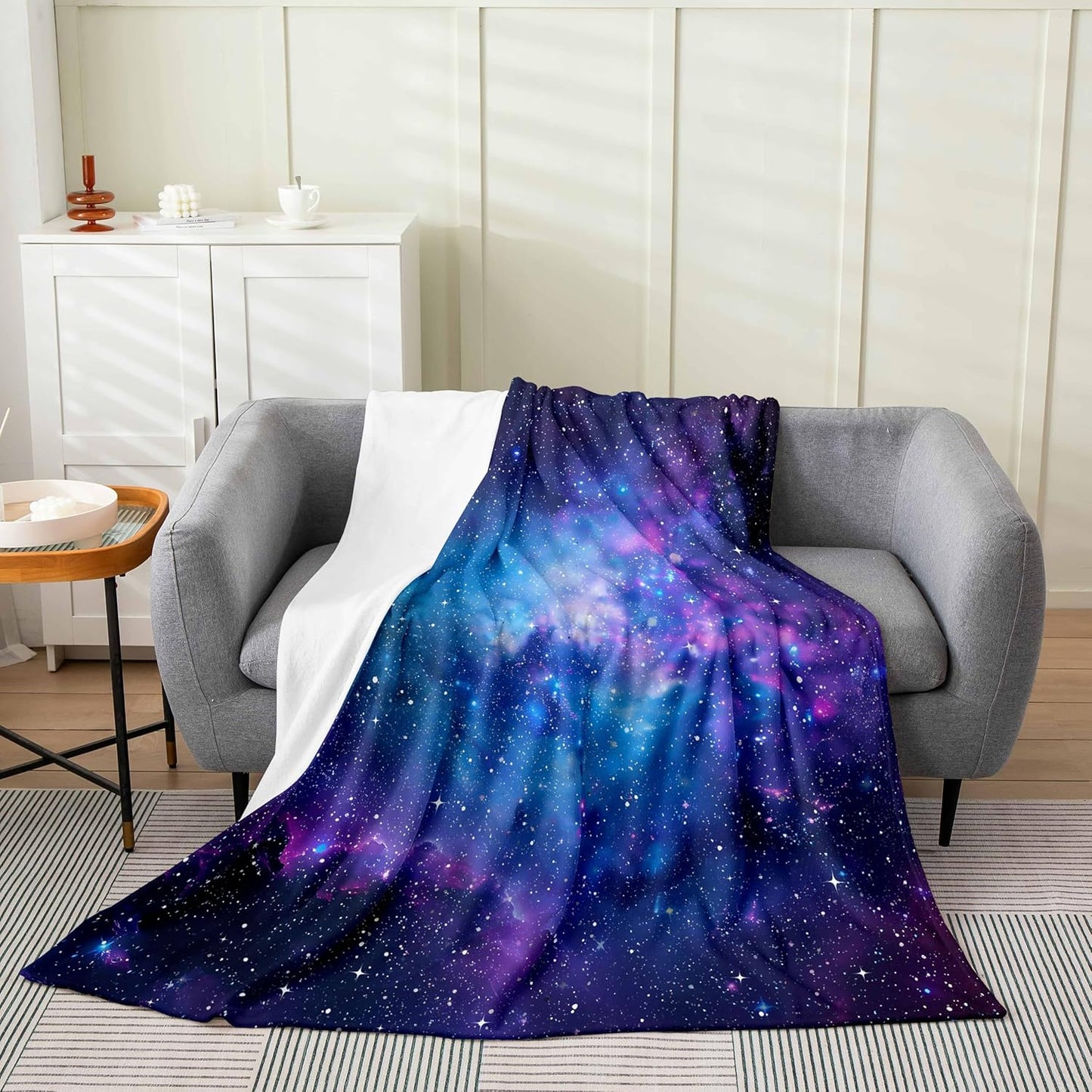 Galaxy Series Throw Blanket for Kids Boys Girls,Blue/Purple Out Space Nebula Fleece Blanket Lightweight,Universe Starry Sky Fuzzy Blanket Queen,Mystic Stars Space Flannel Blanket Bedroom Decor