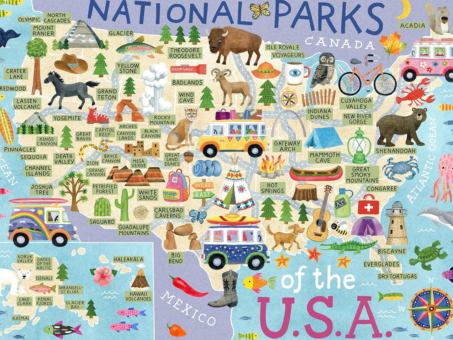 Ceaco - National Parks Map - 500 Piece Jigsaw Puzzle