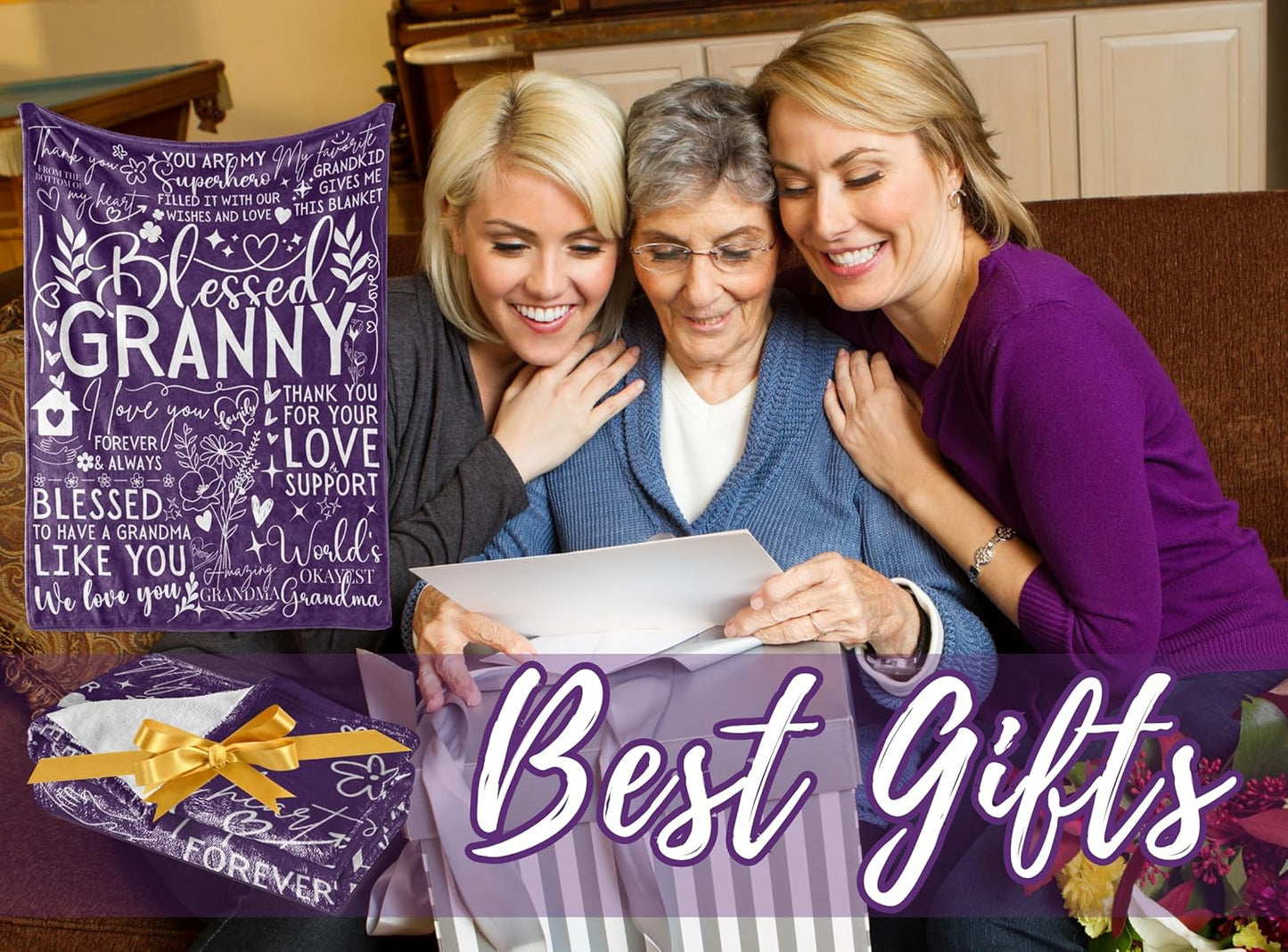 Granny Gifts for Grandma on Mothers Day, Soft Flannel Blanket, 65 x 50 inches