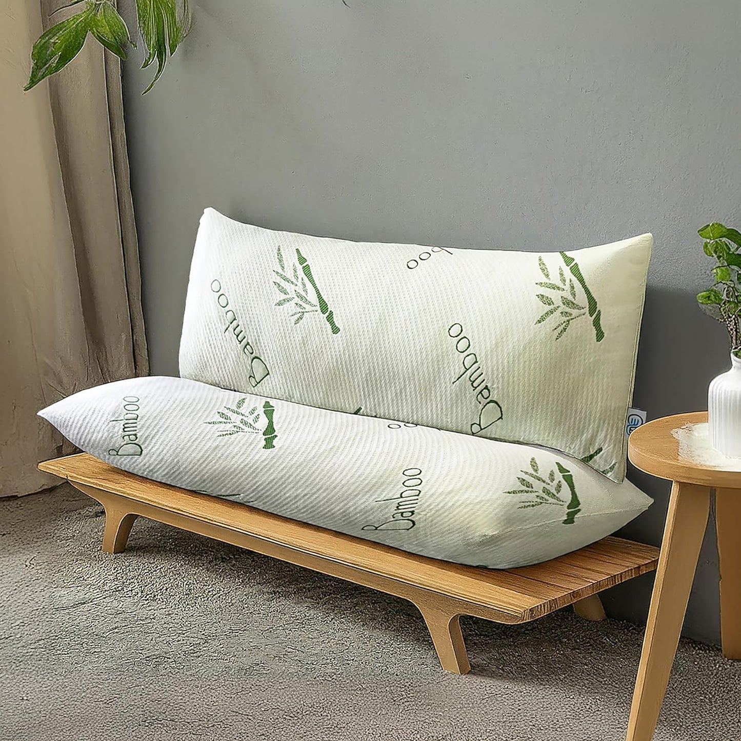 OMEO Full Rayon Bamboo Fiber Pillow Memory Foam Body Pillow for Side Sleeper, Huggable Long Body Pillow for Adults with Washable Pillowcase with Zipper, 20x54 Inch