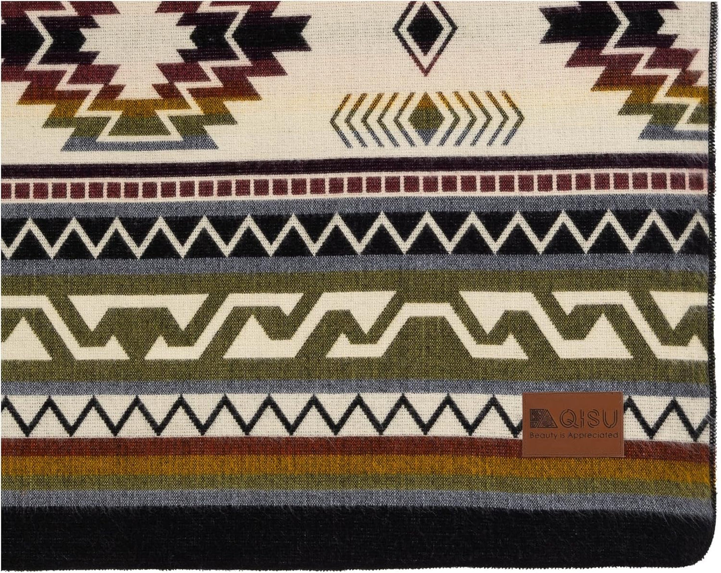 QISU Wool Blanket Throw | Large, Beautiful, Warm, Handmade in Ecuador by Local Artisans |94″ x 78″|Ultra-Soft, Hypoallergenic & Breathable | Non-Itchy or Scratchy Fabric(Blue Footed Bobby)