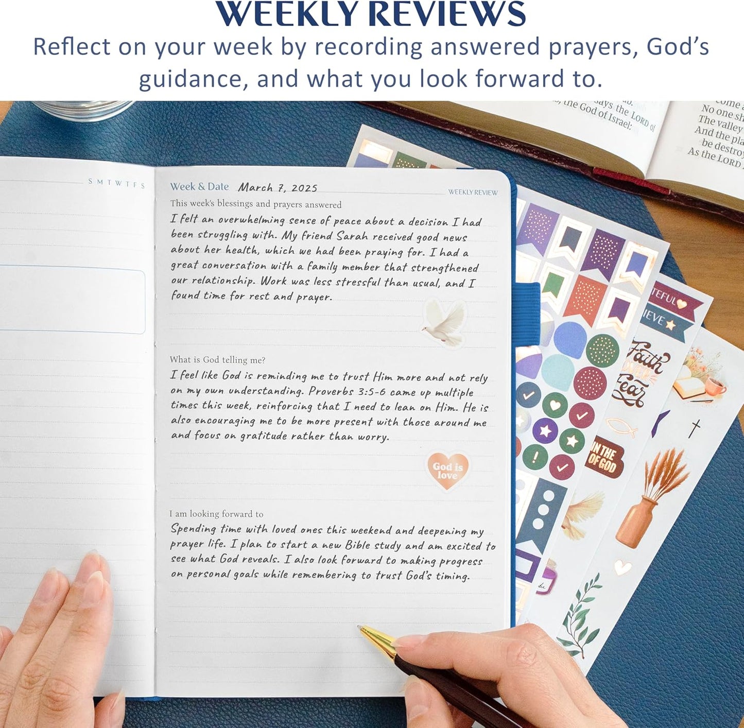Legend Prayer Journal for Women & Men – Daily Devotional Notebook – Bible Study Supplies & Accessories – Faith Based Gifts – Religious Planner & Spiritual Gods Book, 5.8 x 8.3" (Mystic Blue)