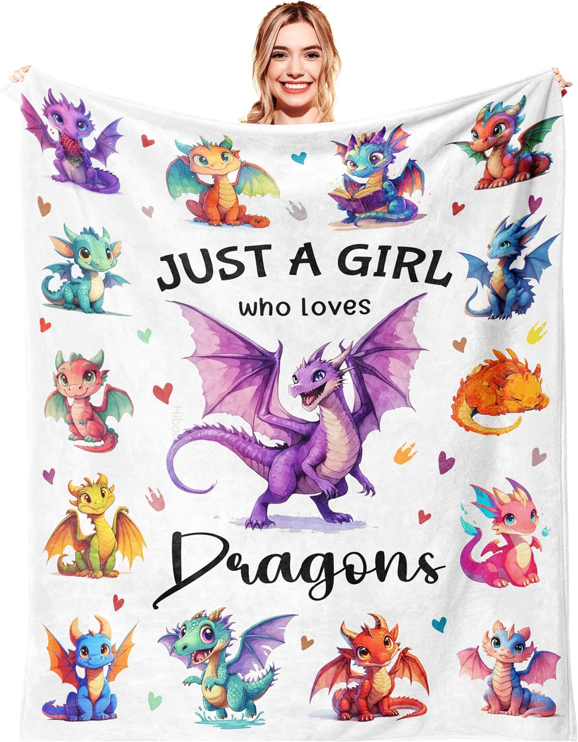 Dragon Blanket 40"x50", Dragon Gifts for Girls Boys Kids, Dragons Gifts for Women, Just a Girl Who Loves Dragons Soft Cozy Flannel Throw Blankets