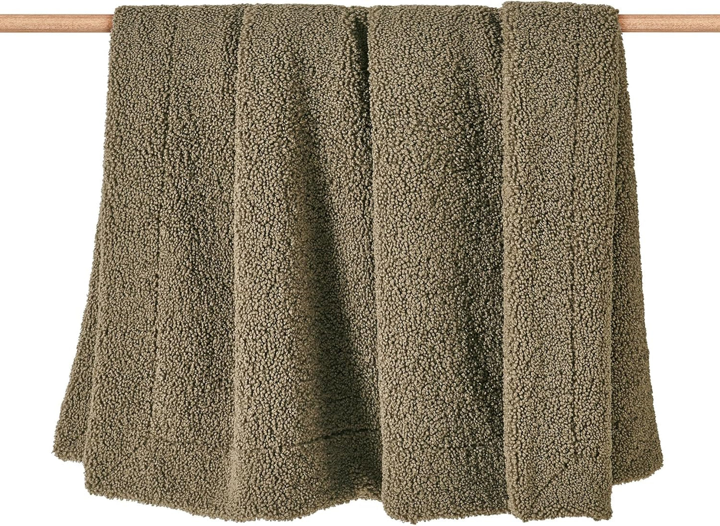 HiEnd Accents Teddy Throw Blanket, 50x60 inch, Dark Oak, Boucle Throw Blanket, Soft Cozy Classic Chic Casual Heavy Blanket, Modern Rustic Plush Comfy Warm Blanket for Bed, Sofa