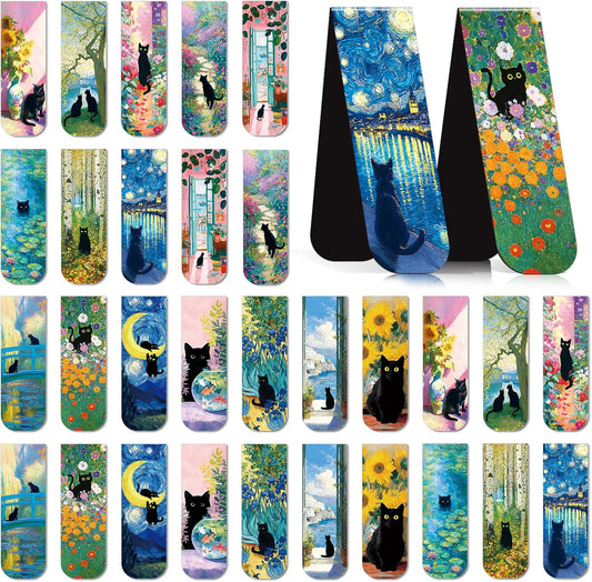 Black Cat Magnetic Bookmark Gifts - Cosmisun 30 Pcs Cute Cat Magnetic Bookmarks for Women Cats Lover Book Markers Animal Magnets Page Clip Gifts for Book Lover Students Teachers Bookish Reading