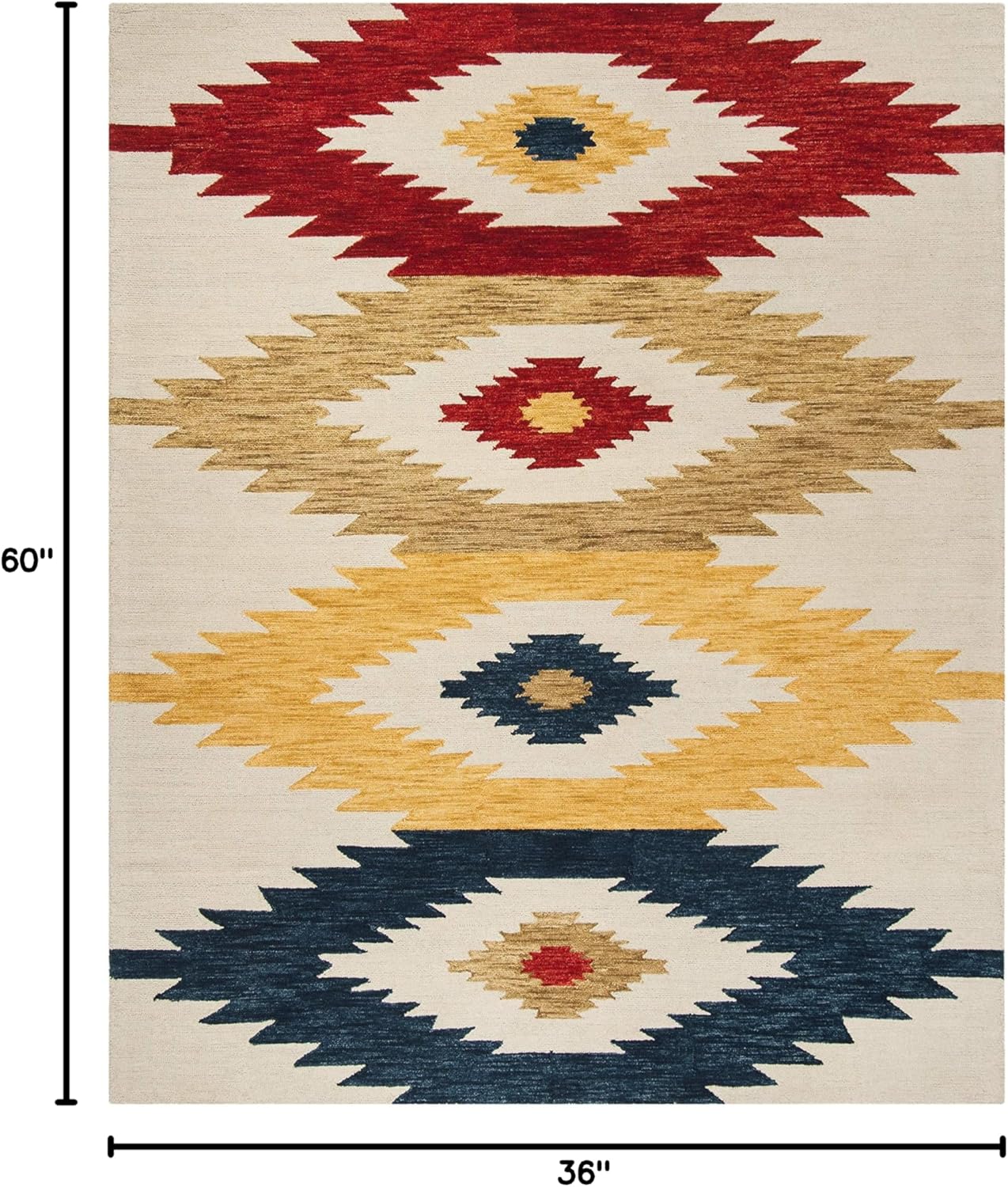 SAFAVIEH Aspen Collection Accent Rug - 3' x 5', Ivory & Multi, Handmade Moroccan Boho Tribal Wool, Ideal for High Traffic Areas in Entryway, Living Room, Bedroom (APN704A)