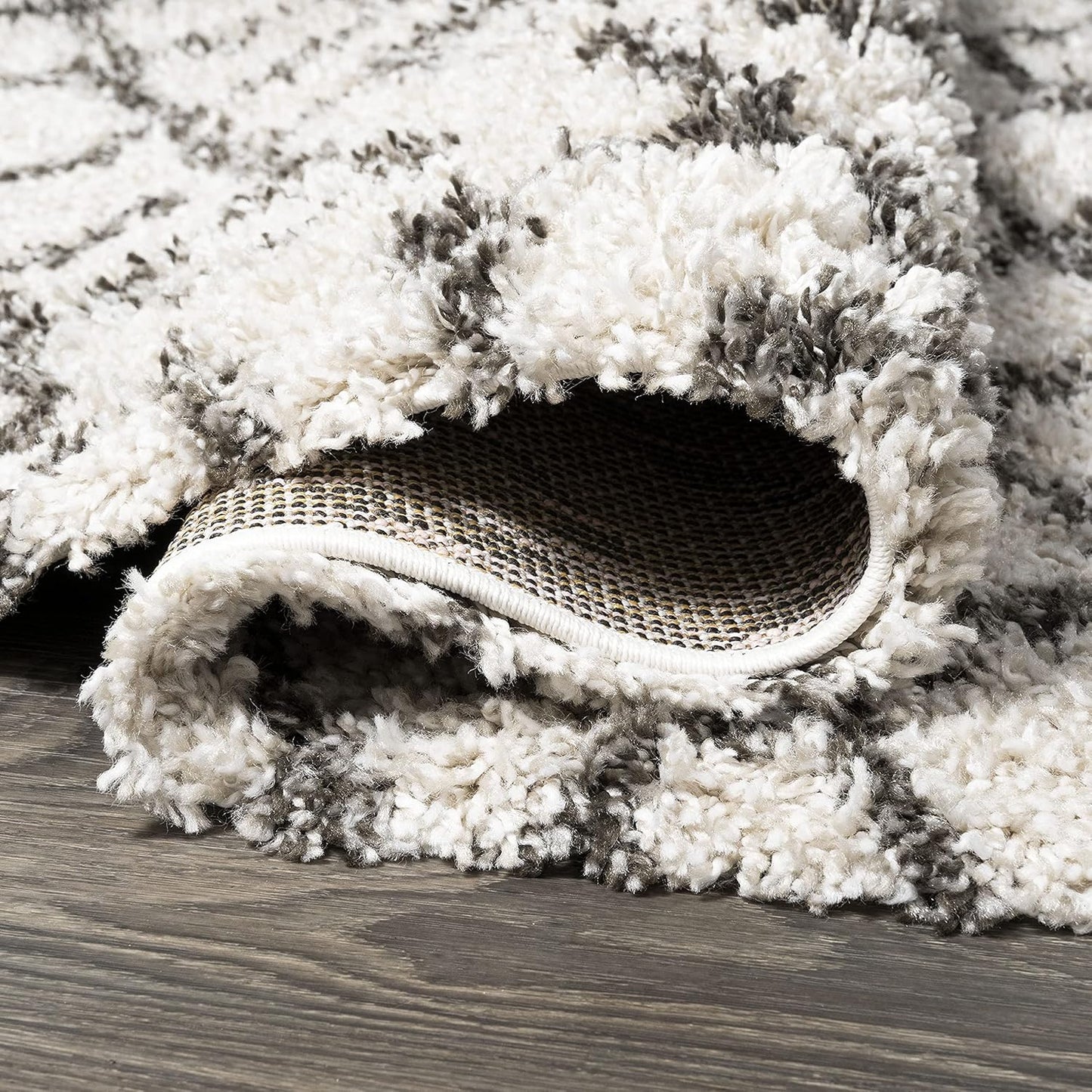JONATHAN Y Diamond Shag Beige/Dark Gray Indoor Area Rug 4X6 ft, Algaida Moroccan for Living Room, Bedroom, Kitchen, Office, Easy-Cleaning, High Traffic, Pet-Friendly, Non-Shedding SHG104A-4