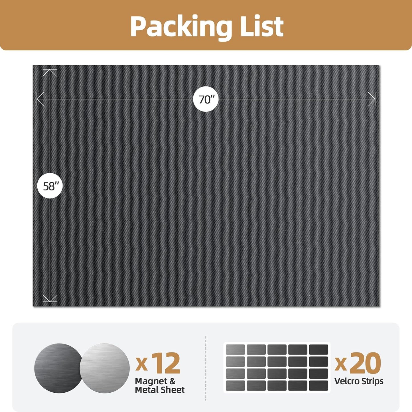 Magnetic Blackout Window Cover 70" x 58" Portable Blackout Curtains for Bedroom, Temporary Black Out Shades Window Privacy Film No Drill Black Out Blinds for Baby Nursery Travel Skylight - Blacks