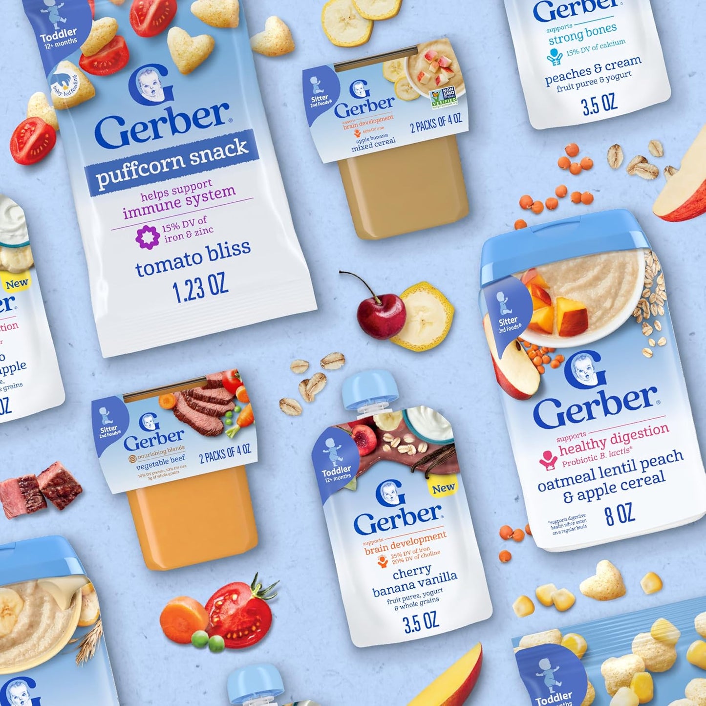 Gerber Stage 2 Baby Food, Nourishing Blends Tubs, Baby Puree, Variety Pack, 32PK