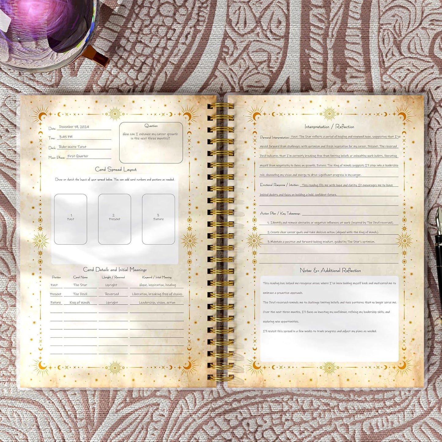 Tarot Journal for Card Reading - Daily Tracker and Reflection Planner, Mystic Notebook for Beginners and Experts, Divination and Manifestation Journal, A5 Planner for Tarot Spreads and Interpretations