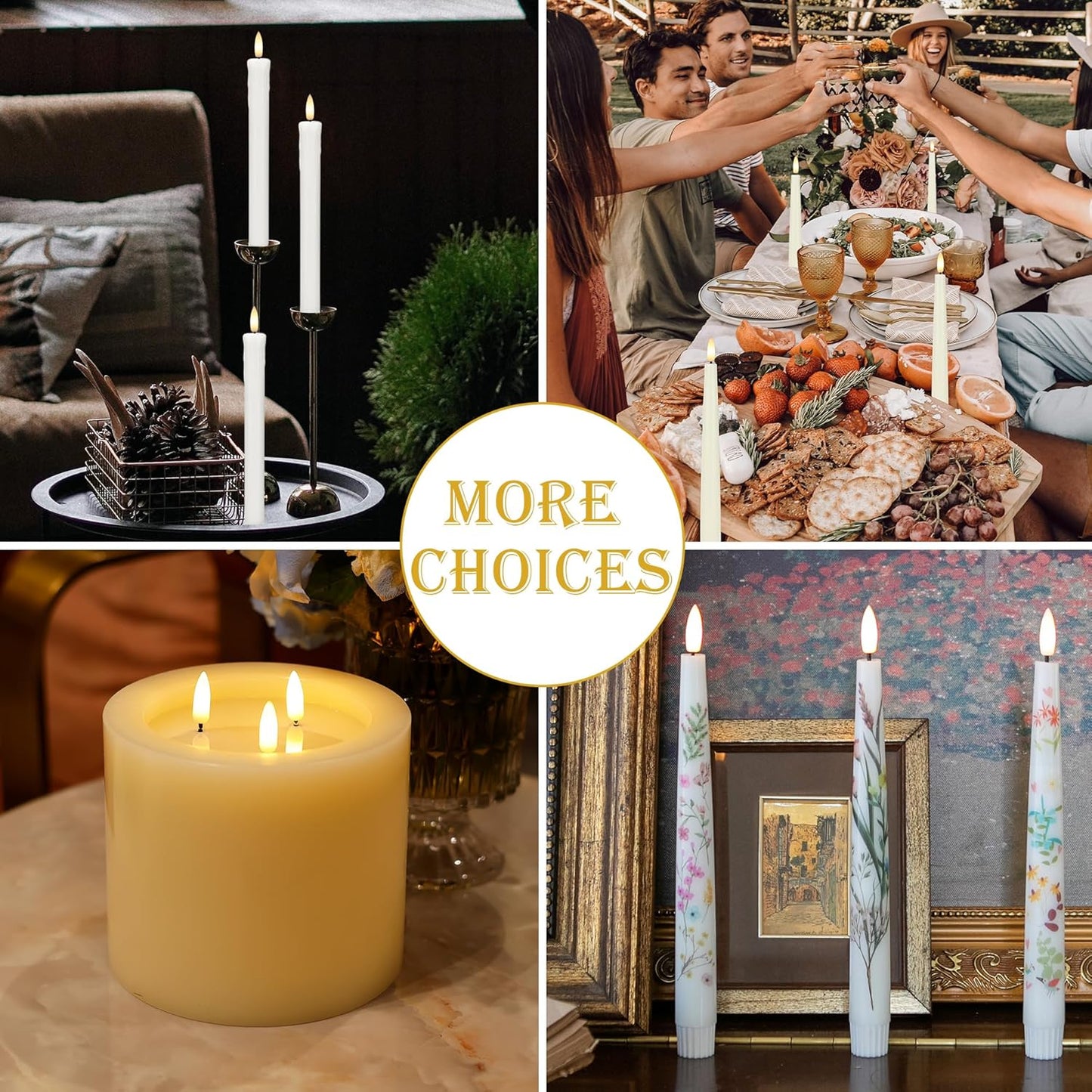 Dripless Flameless Taper Candles with Rmote, 9.6" Real Wax Battery Operated Candles with 3D Wick, 3 Pack Led Candle Flickering Candlesticks for Home, Wedding, Party, White
