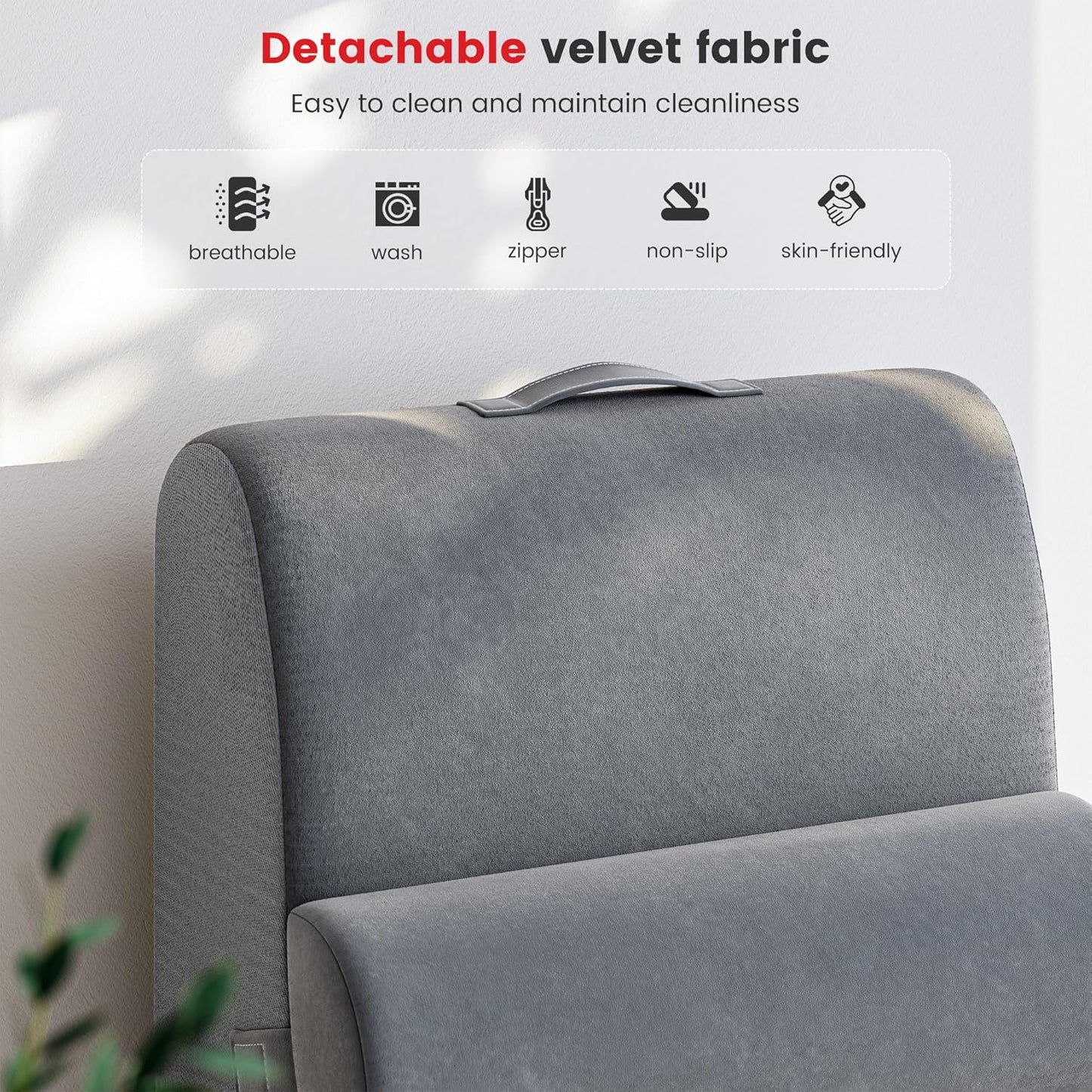 Reading Pillow for Sitting in Bed Adult, 20" Back Pillow for Bed Sitting up with Armrests & Storage Pockets, Ergonomic Wedge Pillow for Watching TV, Gaming, Working, Recovery, 5PCS, Grey