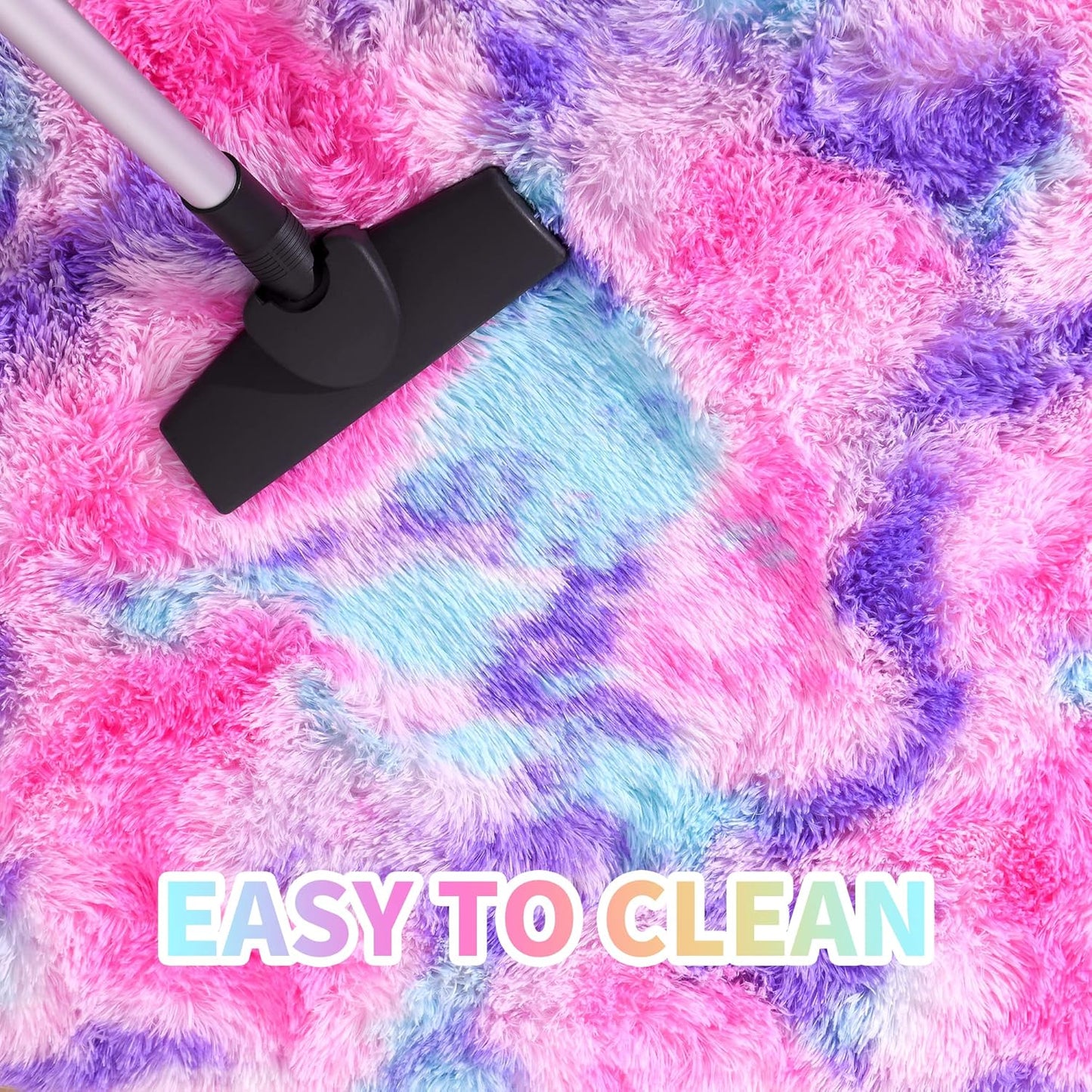 junovo Ultra Soft Washable Shaggy Rug - Non-Slip Oval Carpet for Nursery, Kids Bedroom & Home Decor (2.6x5.3ft Tie-Dye Hot Pink) | Plush Fluffy Floor Mat for Cozy Living Spaces