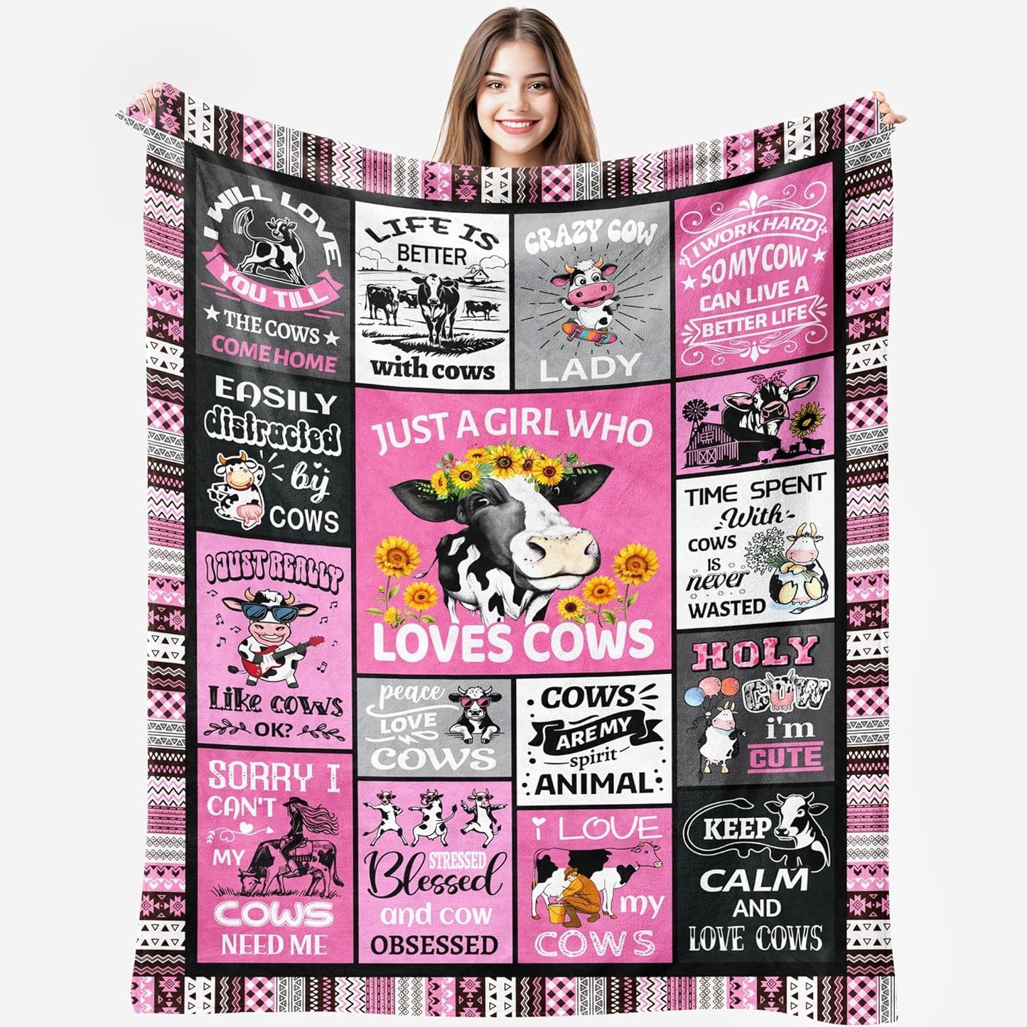 Cow Blanket, Soft Flannel Cow Throw Blanket, Cows Gifts for Cows Lovers, Sofa Couch Bed Decor, 50"X40"