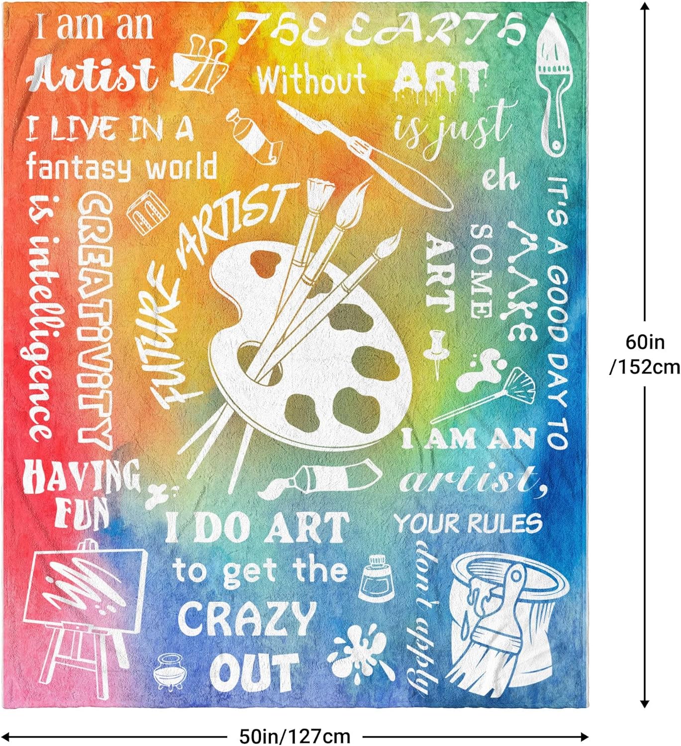 Gifts for Artists, Artist Gift Blanket 60"X50", Art Teacher Appreciation Present for Women Girls, Painters Drawing Gift for Girl, Christmas Birthday Gift for Art Lovers Teen Kids Blankets