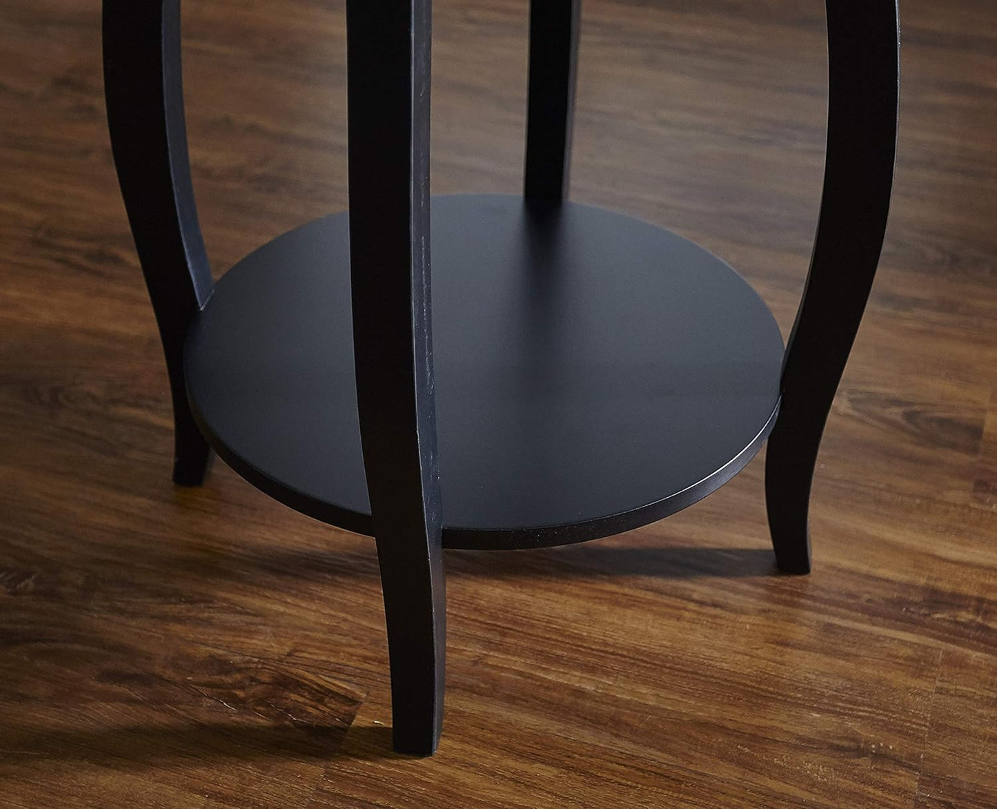 Powell Furniture Round Table with Shelf, Black