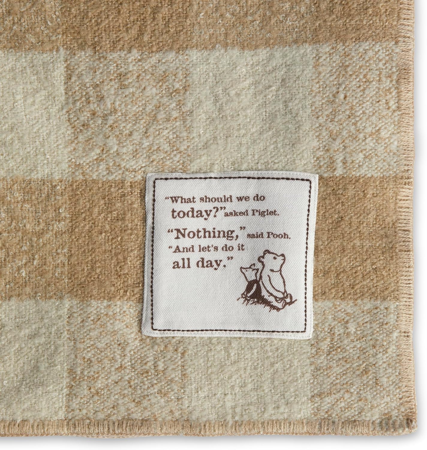 DEMDACO Pooh Classic Yellow Bear Everyday Collection Nothing All Day Tan Plaid 50 x 60 Acrylic and Polyester Fiber Cozy Throw Blanket