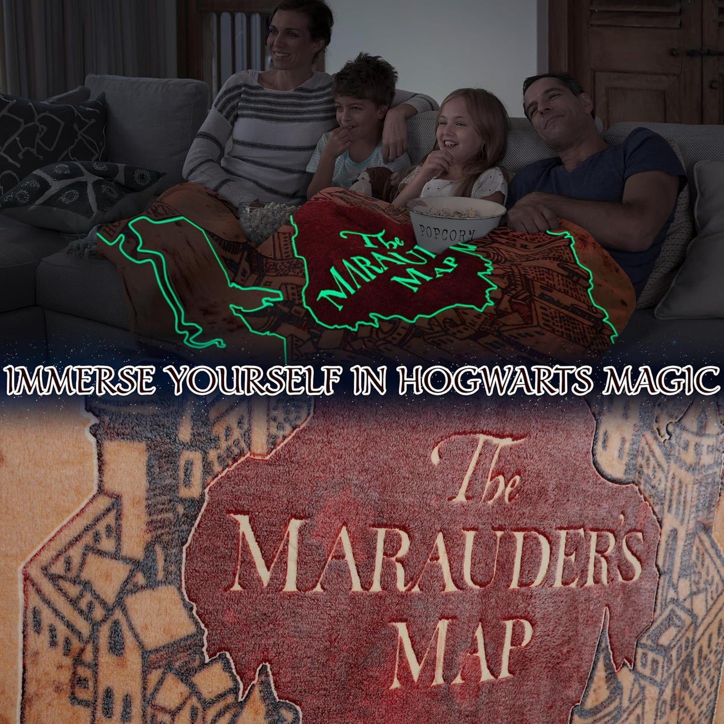Harry Potter Gifts Glow in The Dark Blanket 51x59” for Kids Teens Adults, Soft Fleece Throw Blanket for Sofa, Bed, Warm Lightweight Cozy Gifts