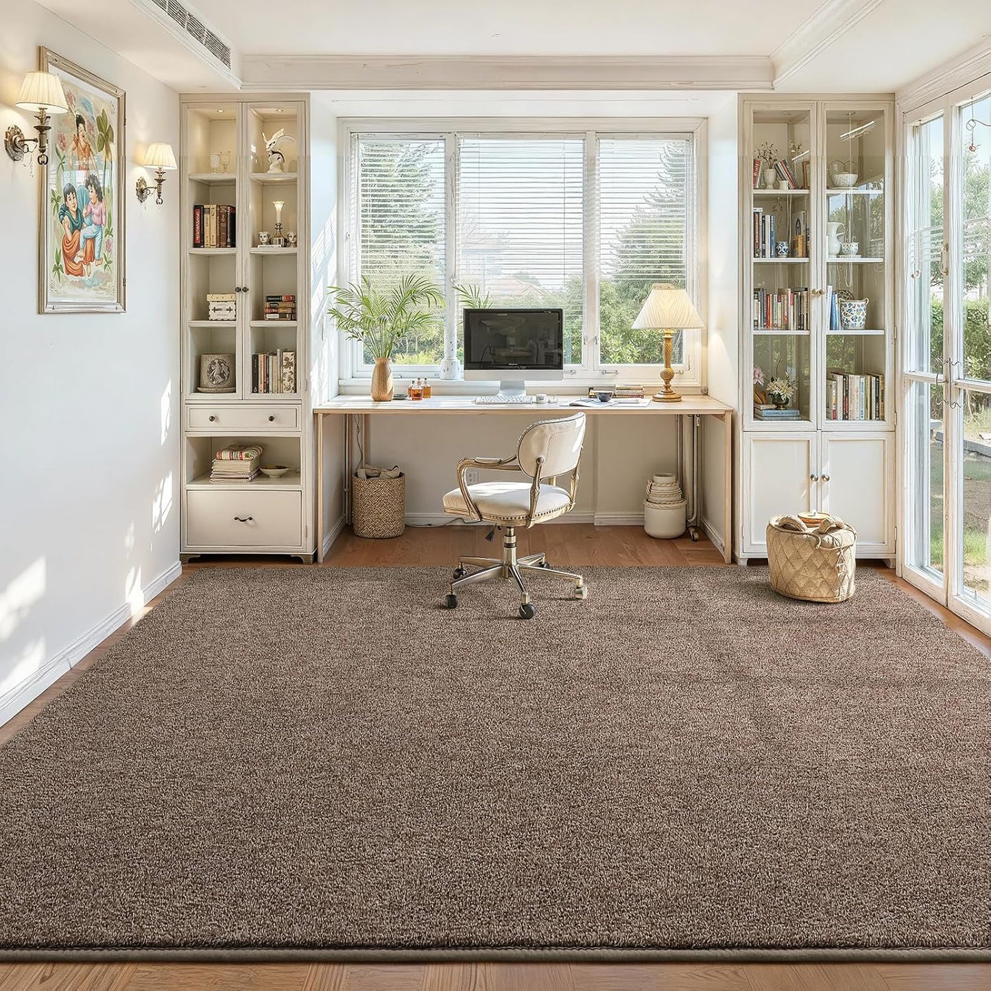 DweIke Rugs for Bedroom Living Room, 5x7 ft Brown Area Rug, Washable Memory Foam Indoor Carpet, Modern Non-Slip Ultra Soft Carpets for Kids Boys Girls Adults Nursery Dorm Home Decor