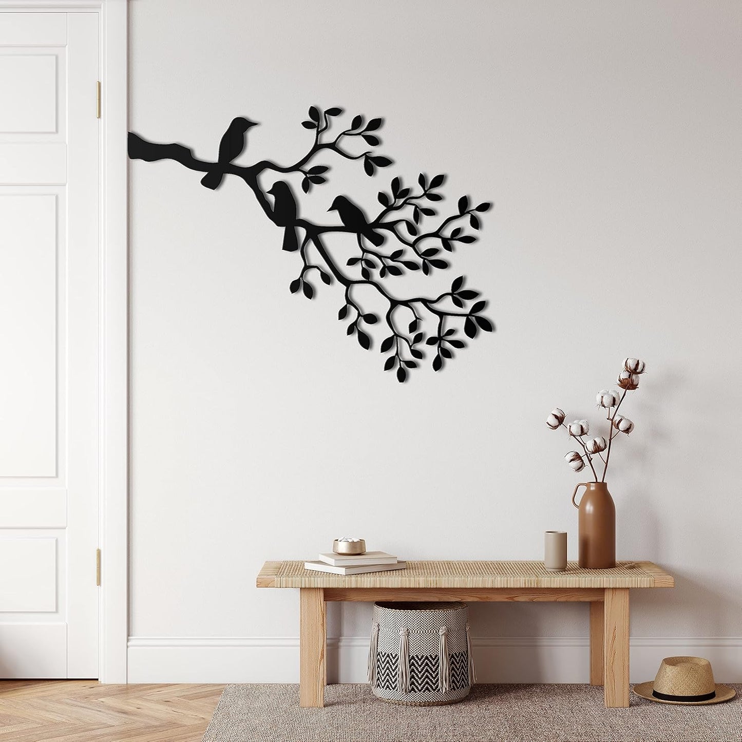 Metal Wall Decor, Branch And Birds,Wall Sign, Metal Wall Art, Interior Decoration, Indoor Outdoor Hangings (*47"W x 35"H / 118x87cm)